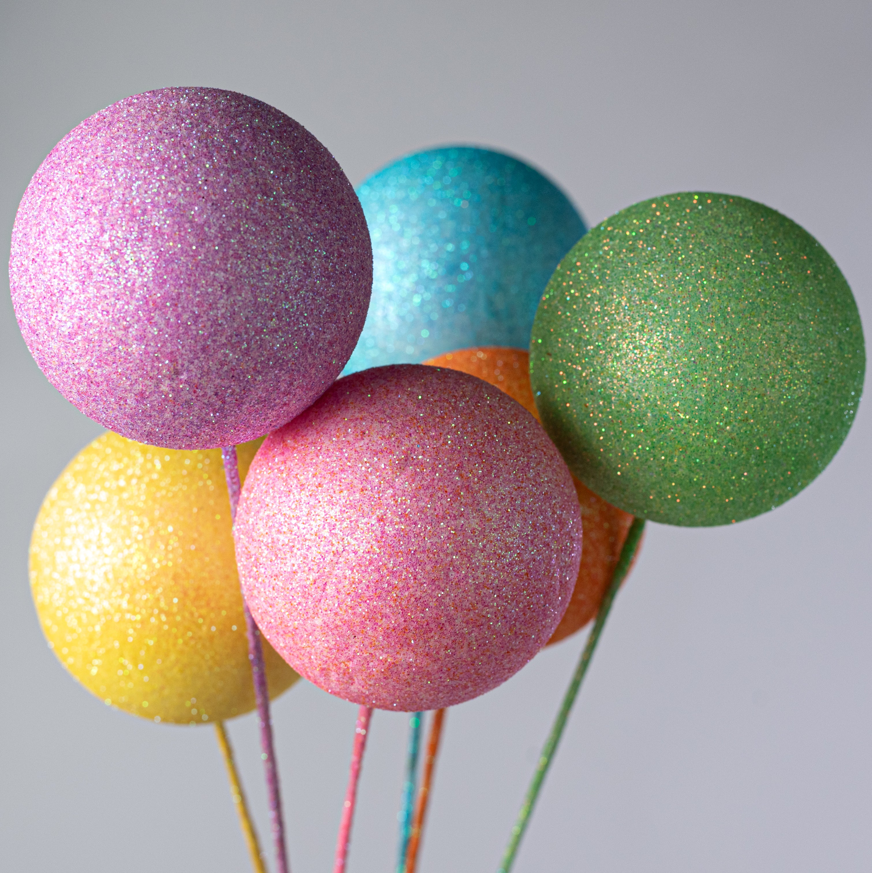 2.25" x 16" Glitter Ball Pick Bundle: Spring Pastel Multi