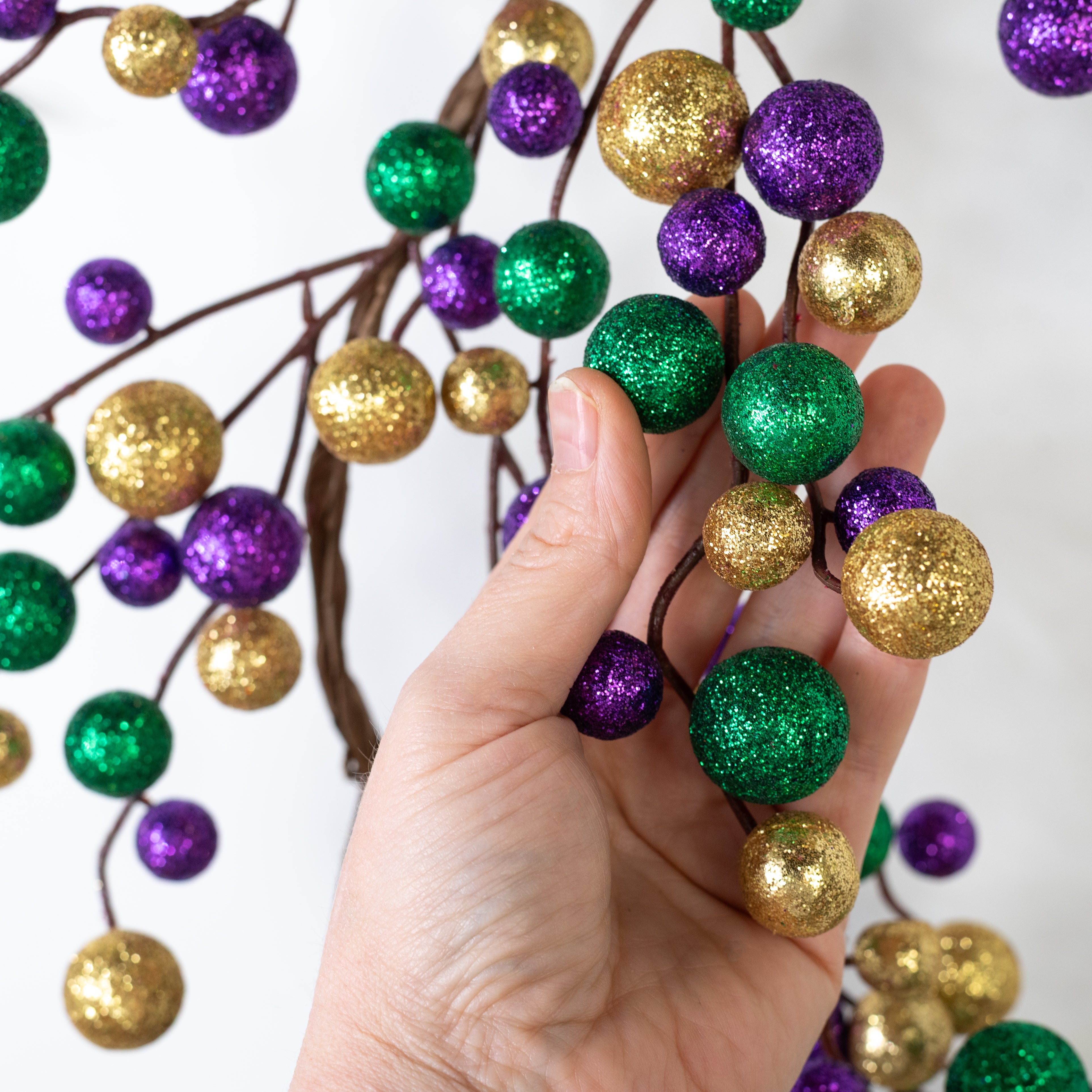 6' Mixed Glitter Ball Garland: Mardi Gras