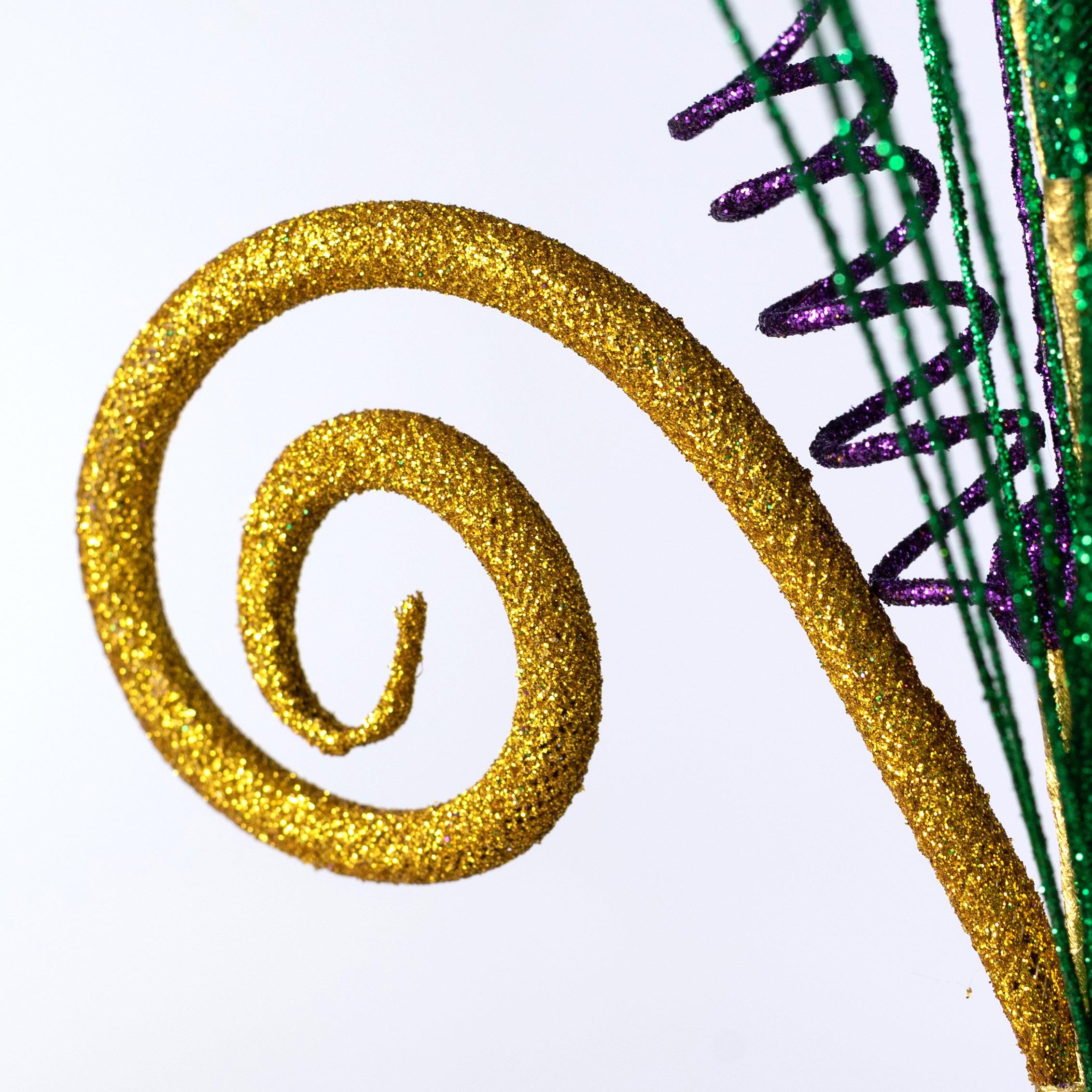 18" Glitter Curls & Balls Pick: Mardi Gras