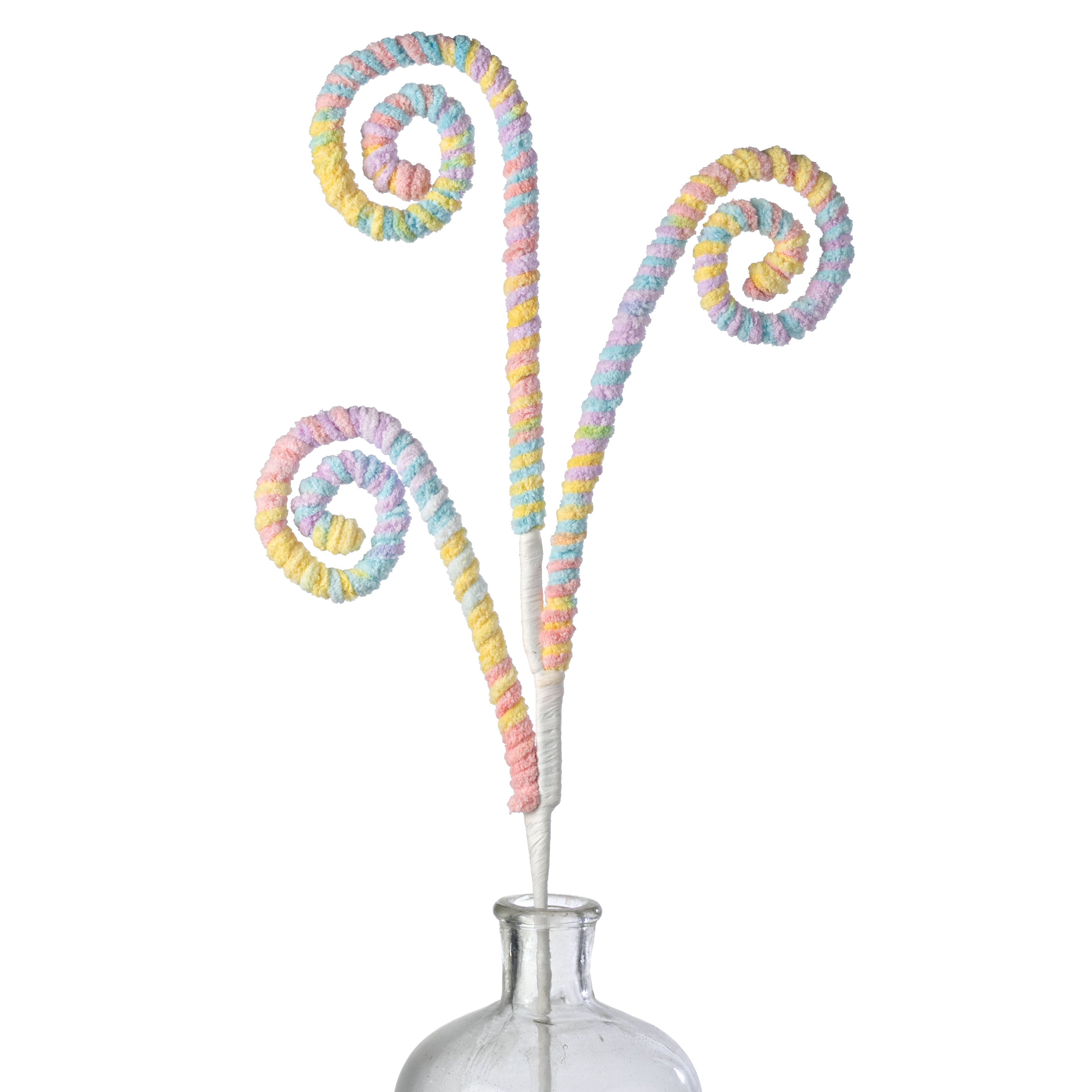 28" Pastel Chenille Stripes Curly Spray