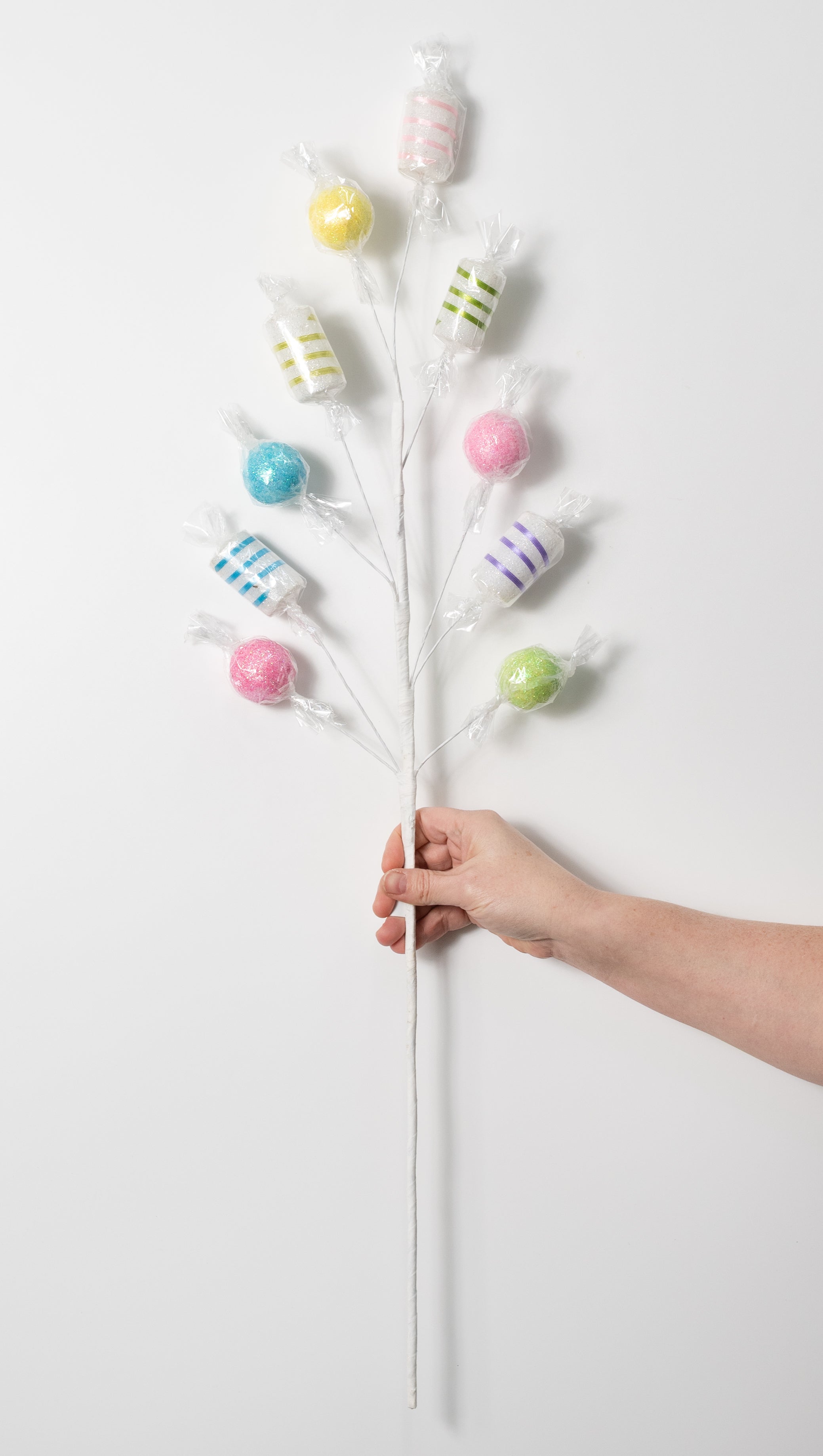 31" Glittered Wrapped Candy Spray