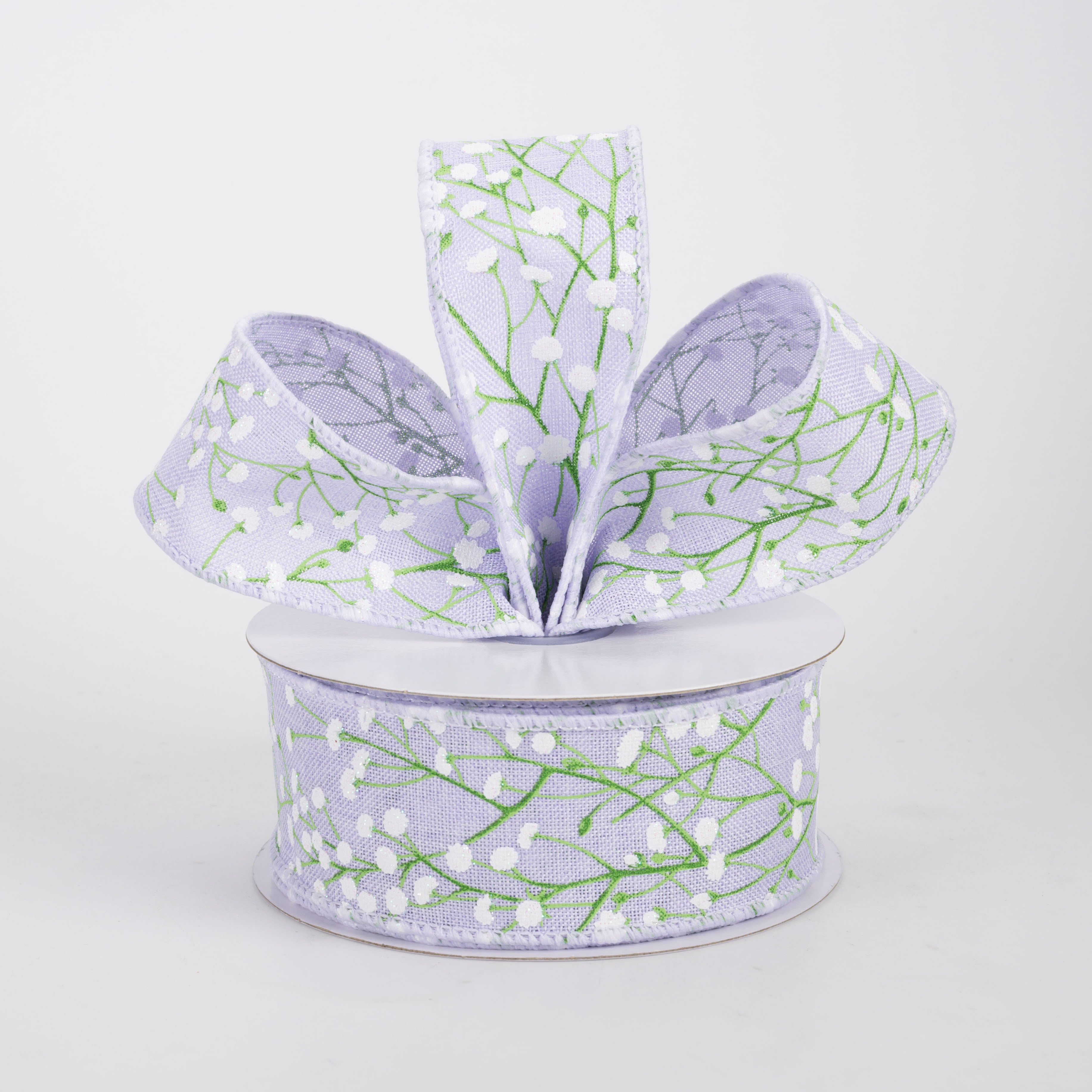 1.5" Baby's Breath Gypsophila Ribbon: Lavender (10 Yards)