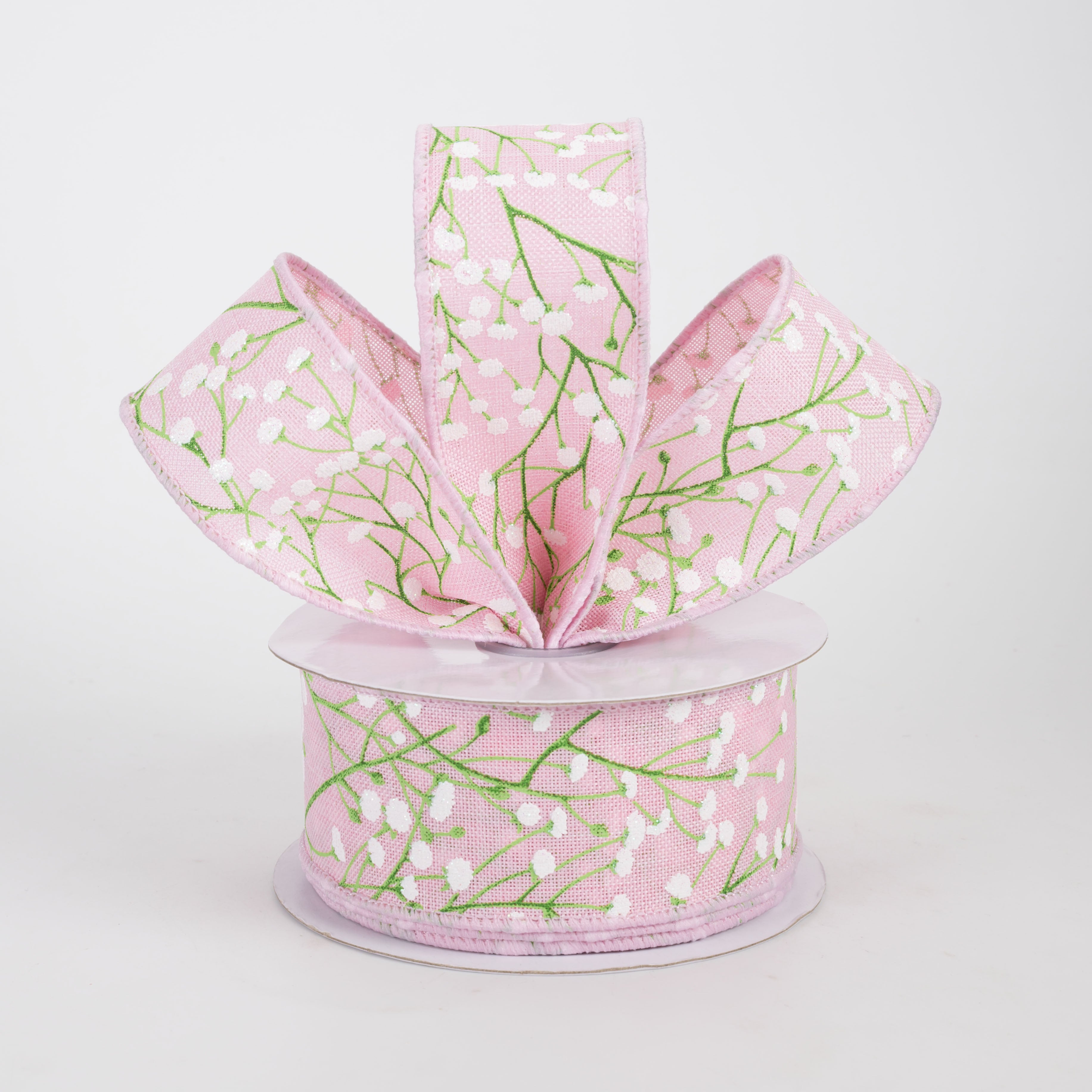 1.5" Baby's Breath Gypsophila Ribbon: Light Pink (10 Yards)