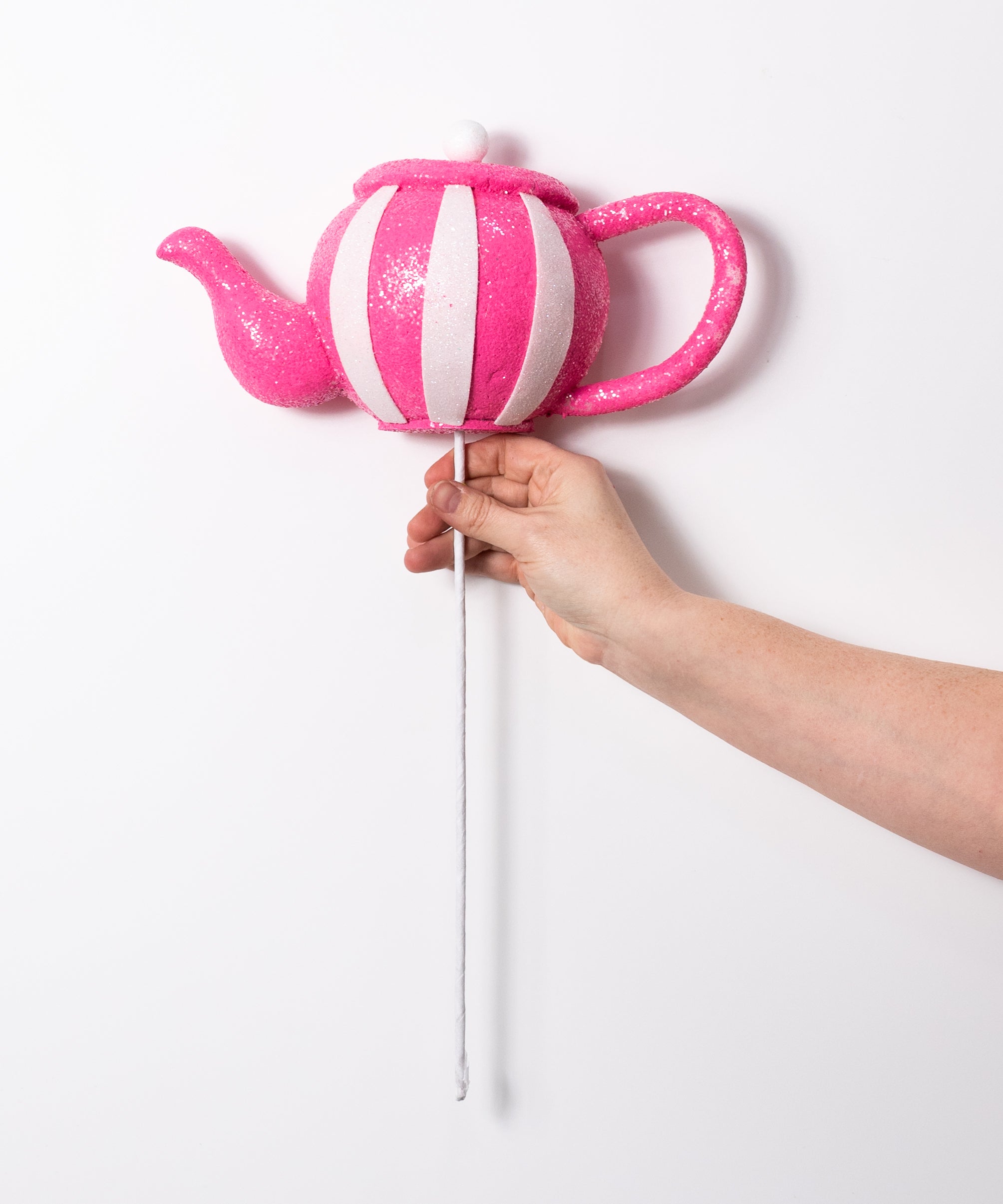10" x 18" Striped Tea Pot Pick: Hot Pink