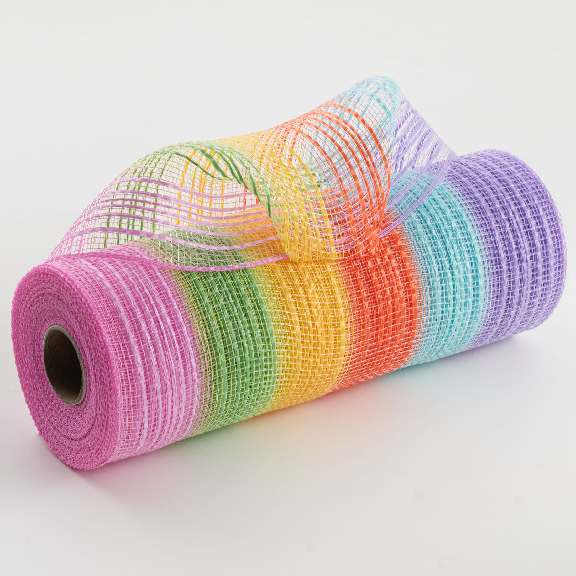 10" Vertical Wide Strip Mesh: Pastel Rainbow Stripes