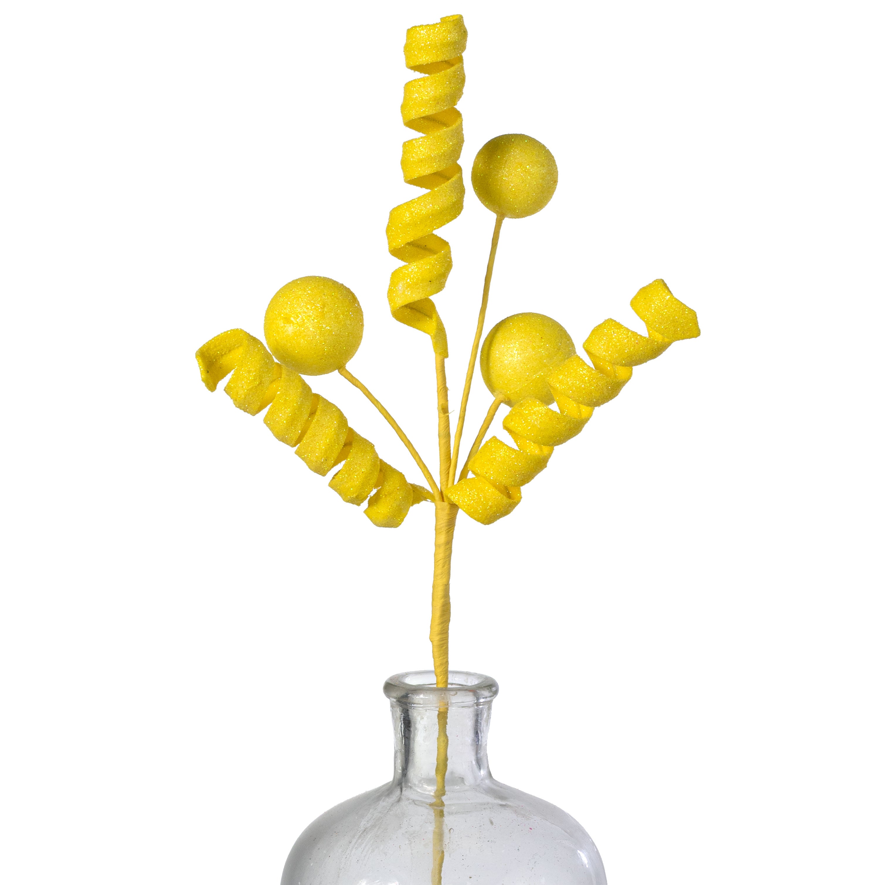 18" Glitter Ball & Curly Pick: Iridescent Yellow