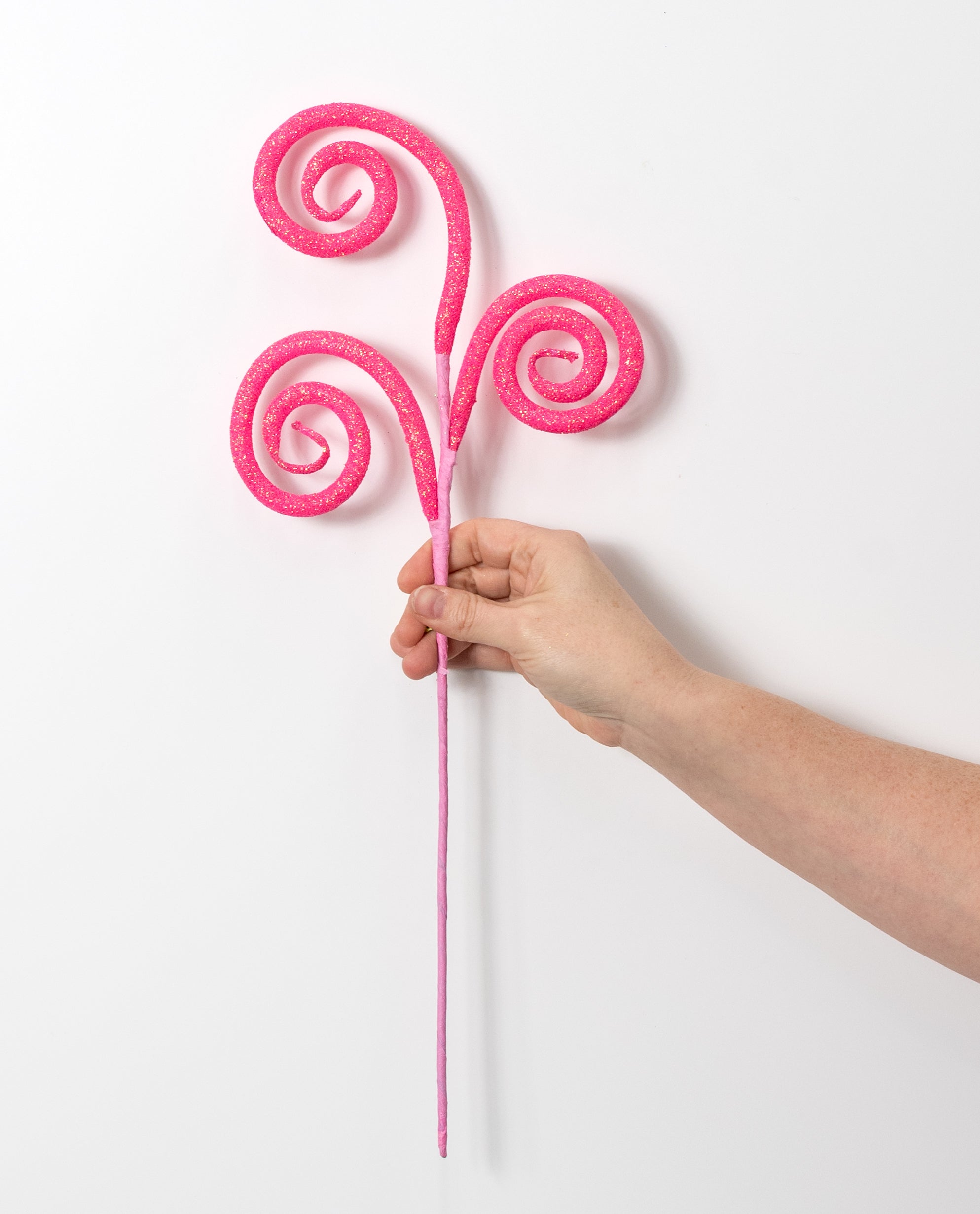 18" Glitter Tube Curly Pick: Iridescent Hot Pink