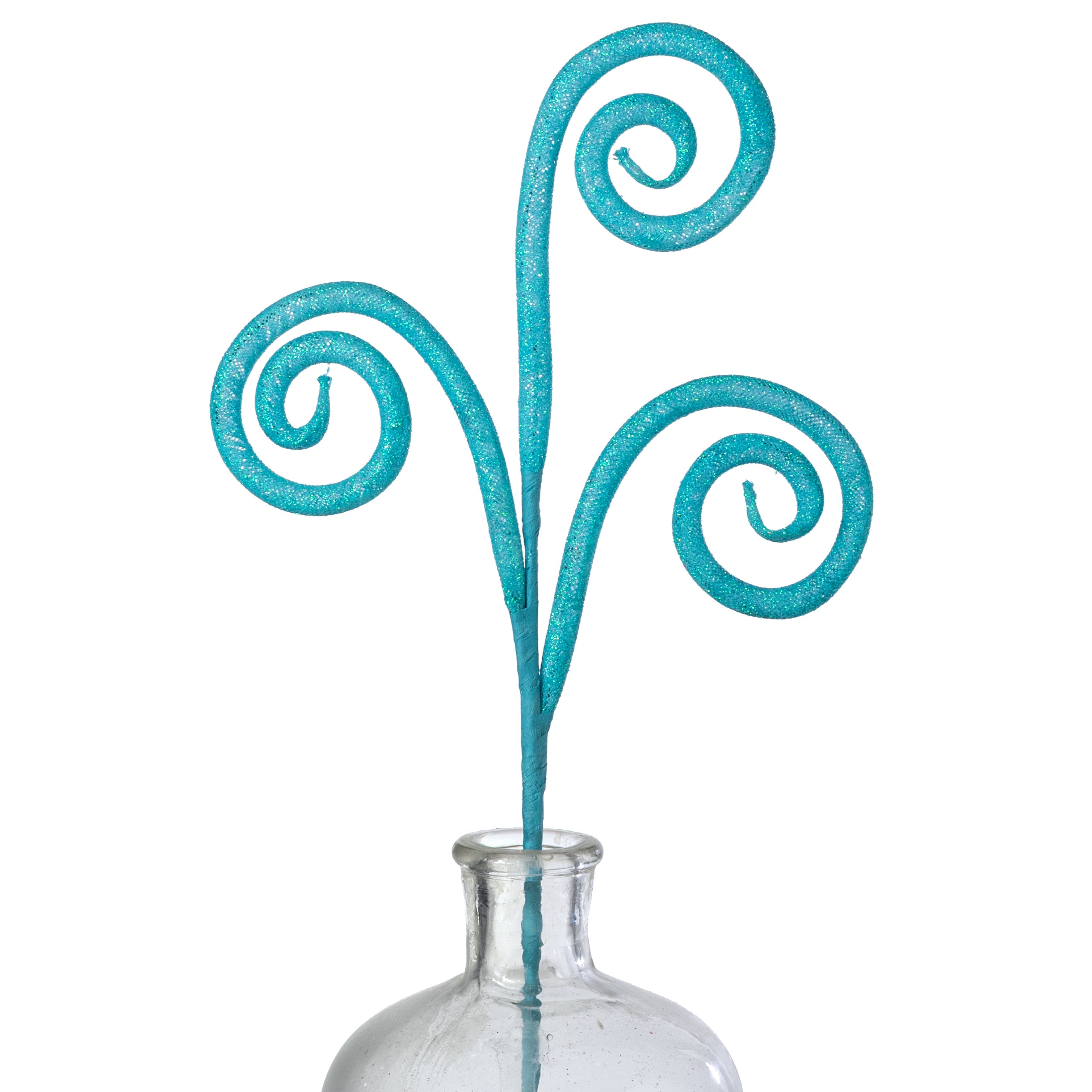 18" Glitter Tube Curly Pick: Iridescent Aqua Blue