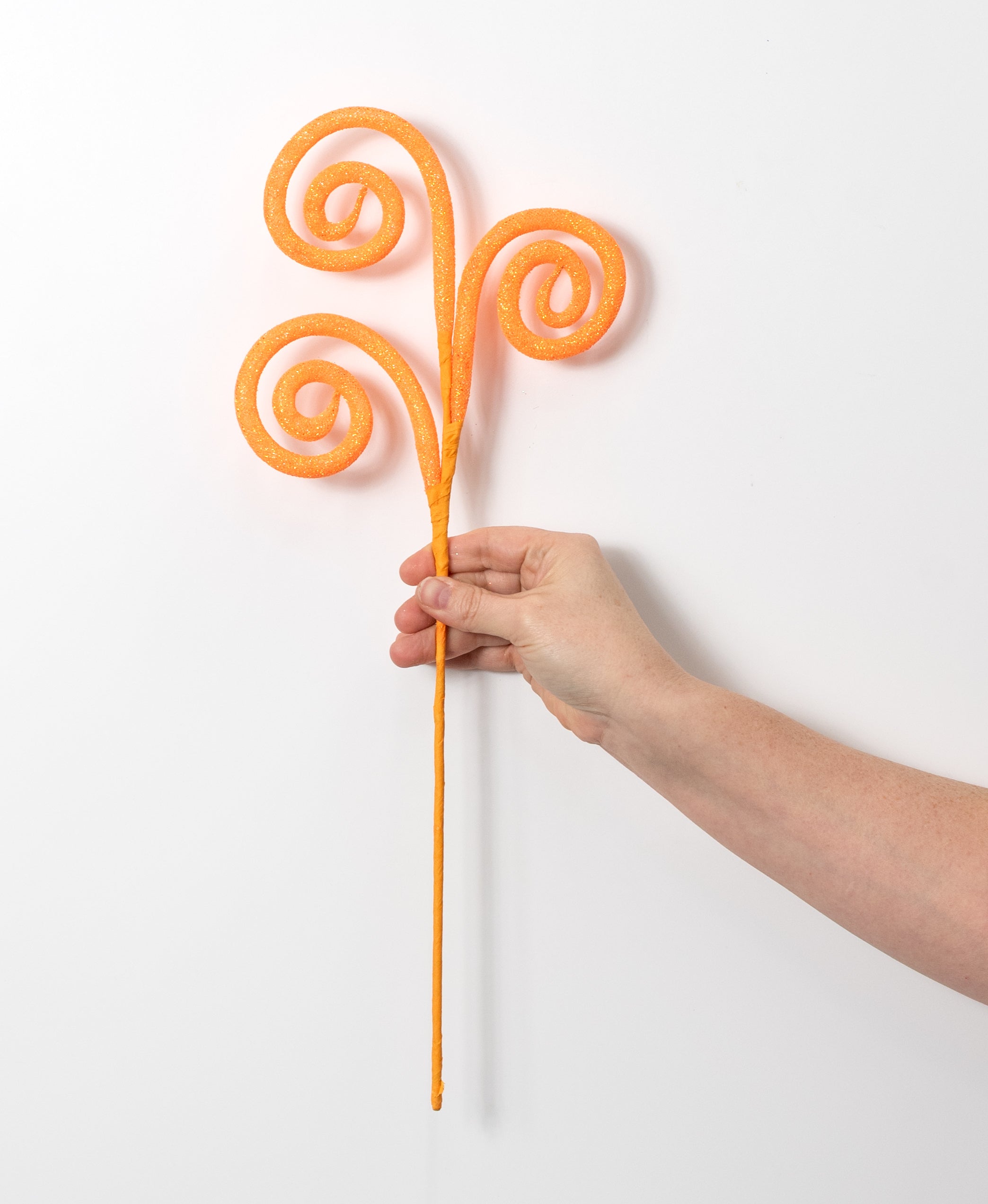 18" Glitter Tube Curly Pick: Iridescent Orange
