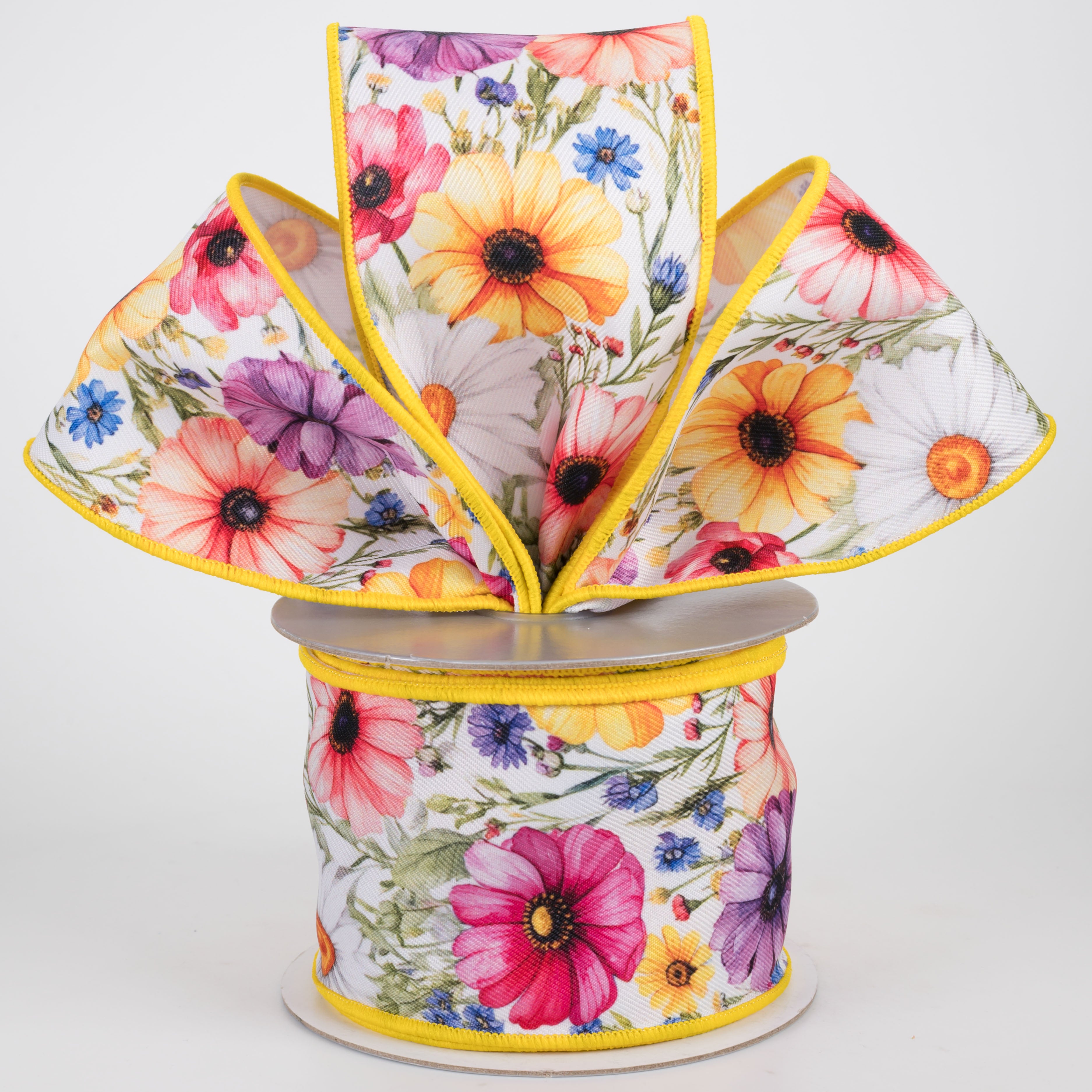 2.5" Brilliance Digital Print Mixed Wildflowers Ribbon (10 Yards)