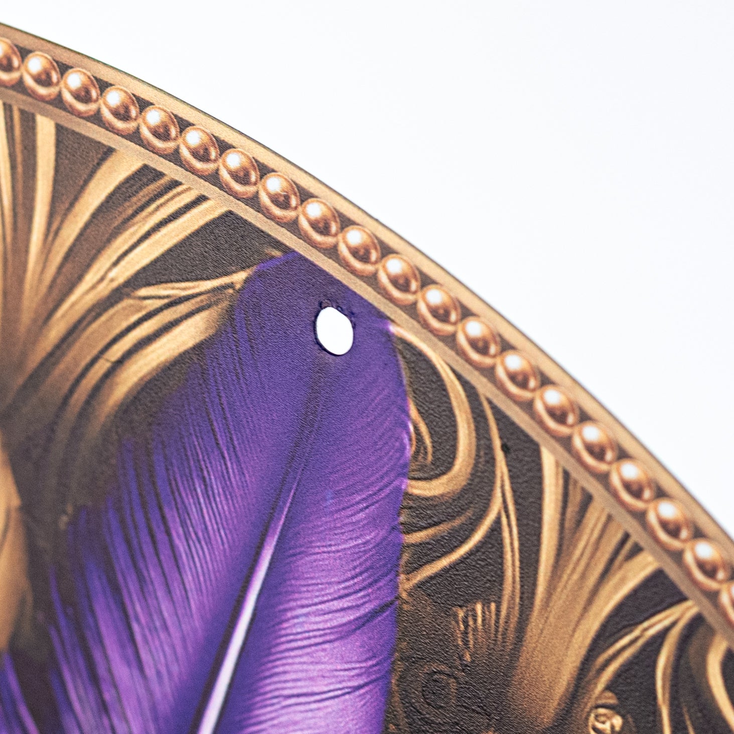 12" Metal Sign: Gilded Mardi Gras Feather Mask