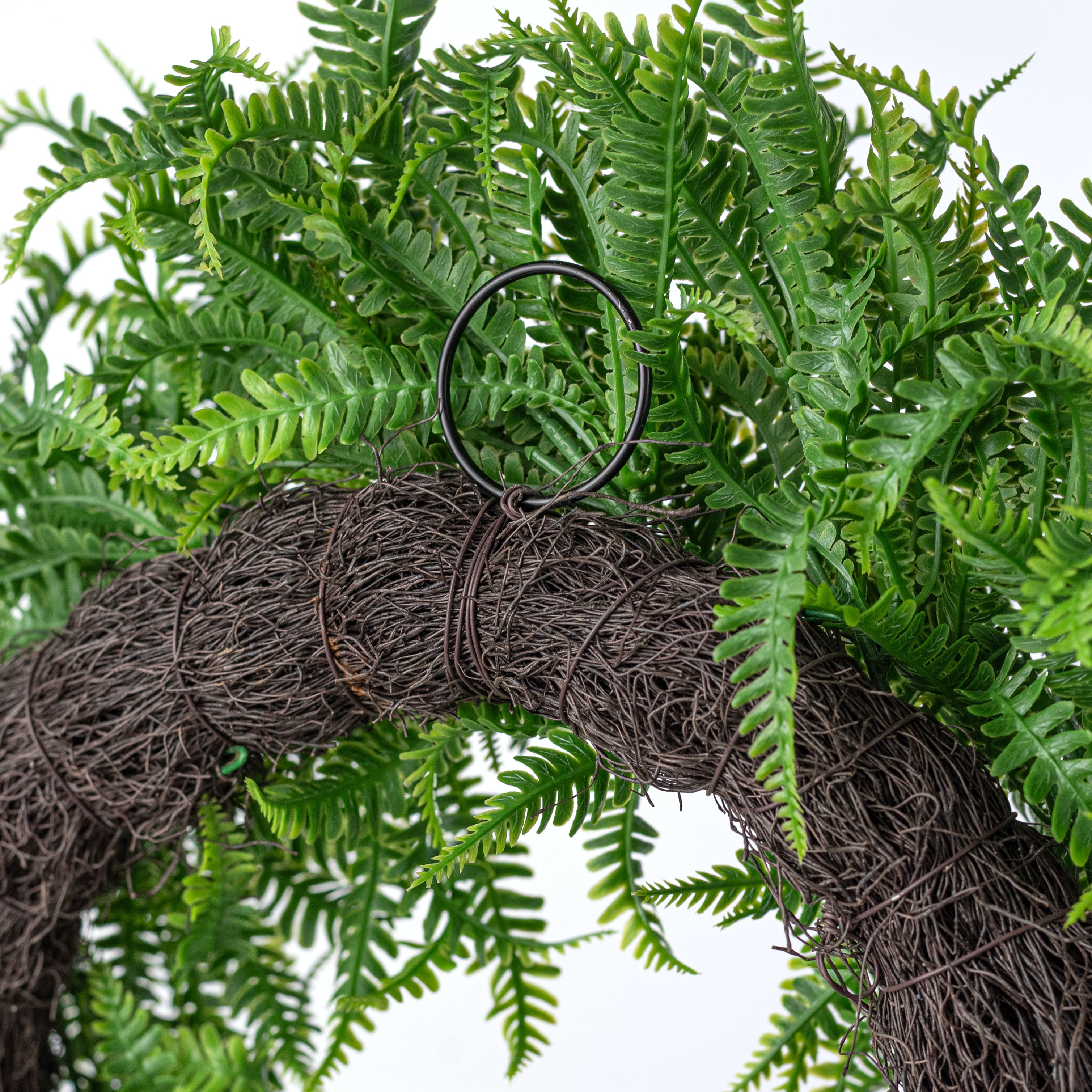 18" Plastic Mini Fern Wreath: Dusty Two-Tone Green