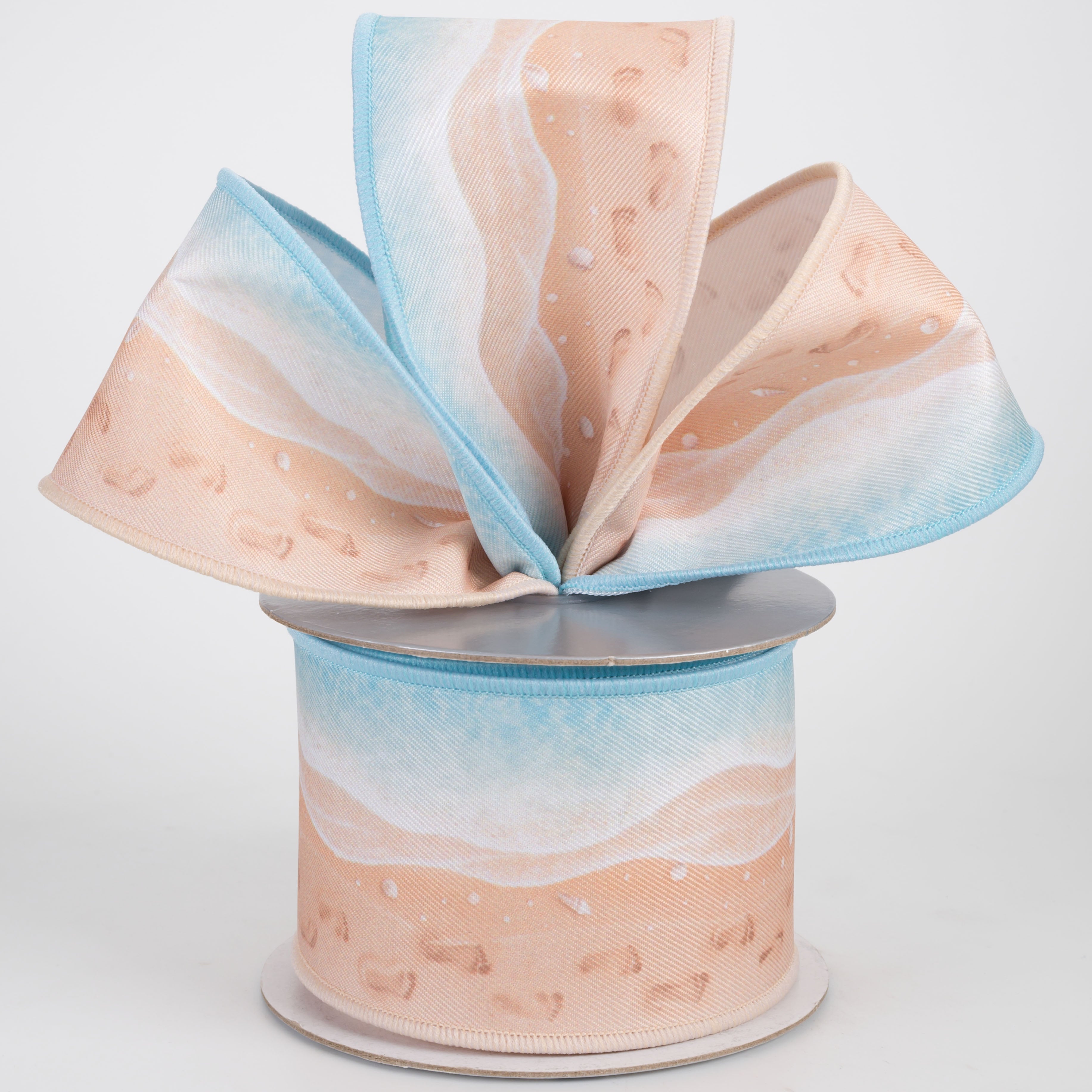 2.5" Brilliance Digital Print Footprints on the Beach Ribbon (10 Yards)