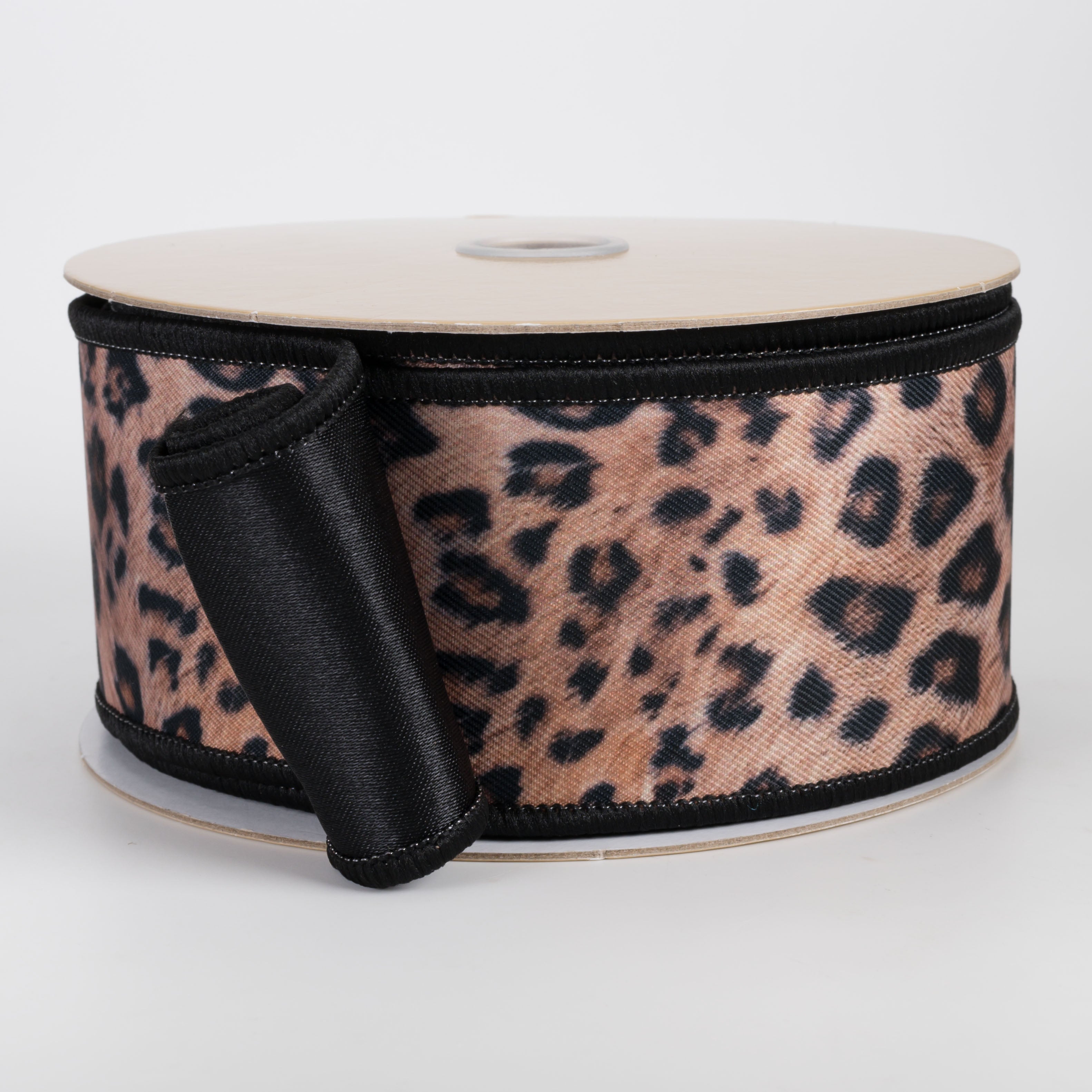 2.5" Double Sided Fused Leopard Print Ribbon (10 Yards)