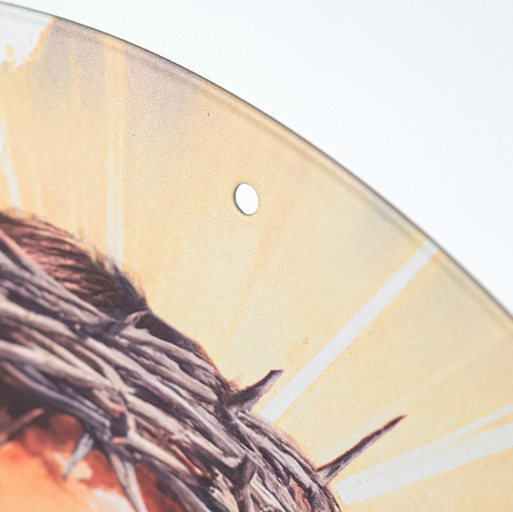 12" Round Metal Sign: Jesus Crown of Thorns
