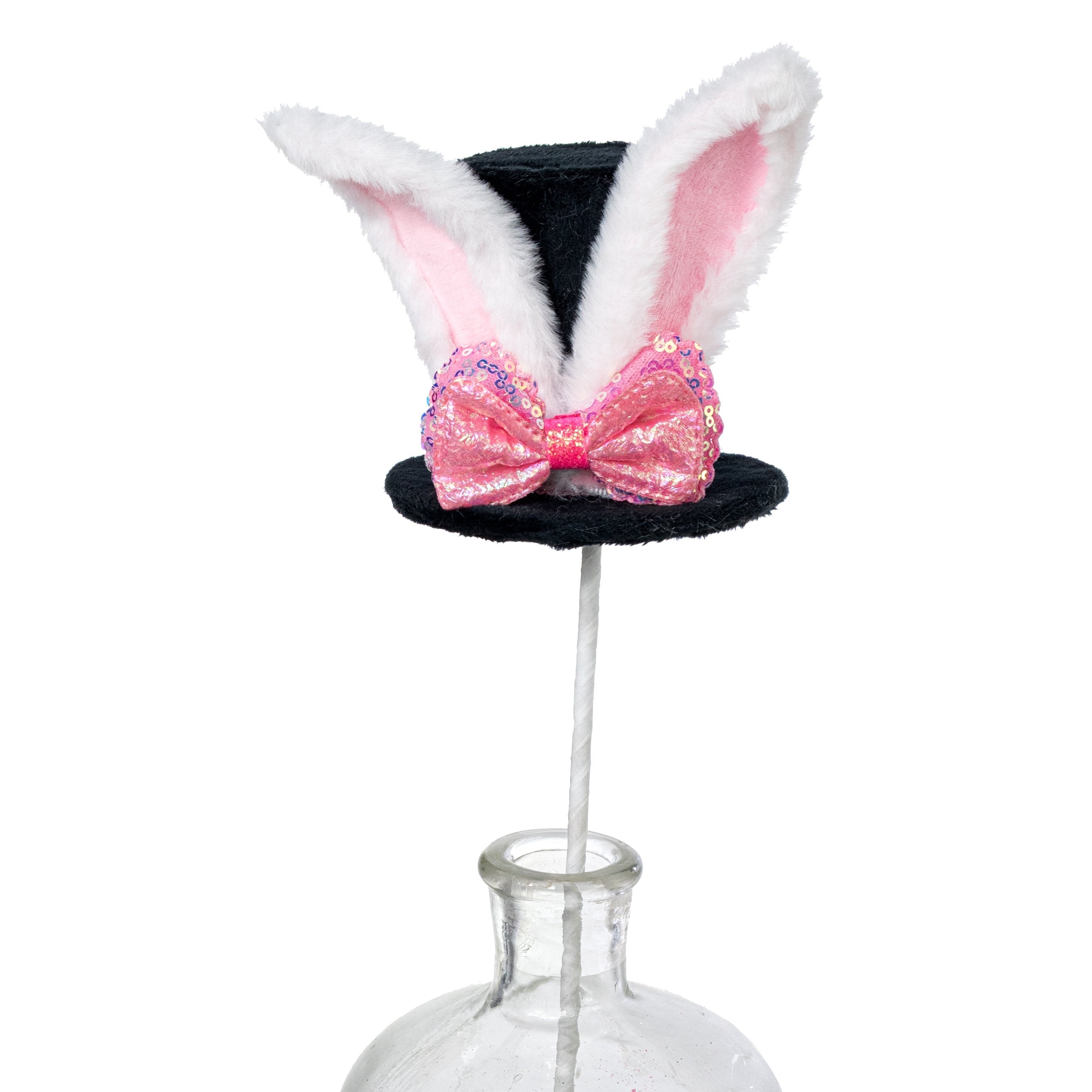 4" x 17" Bunny Ears Top Hat Pick: Pink Bow