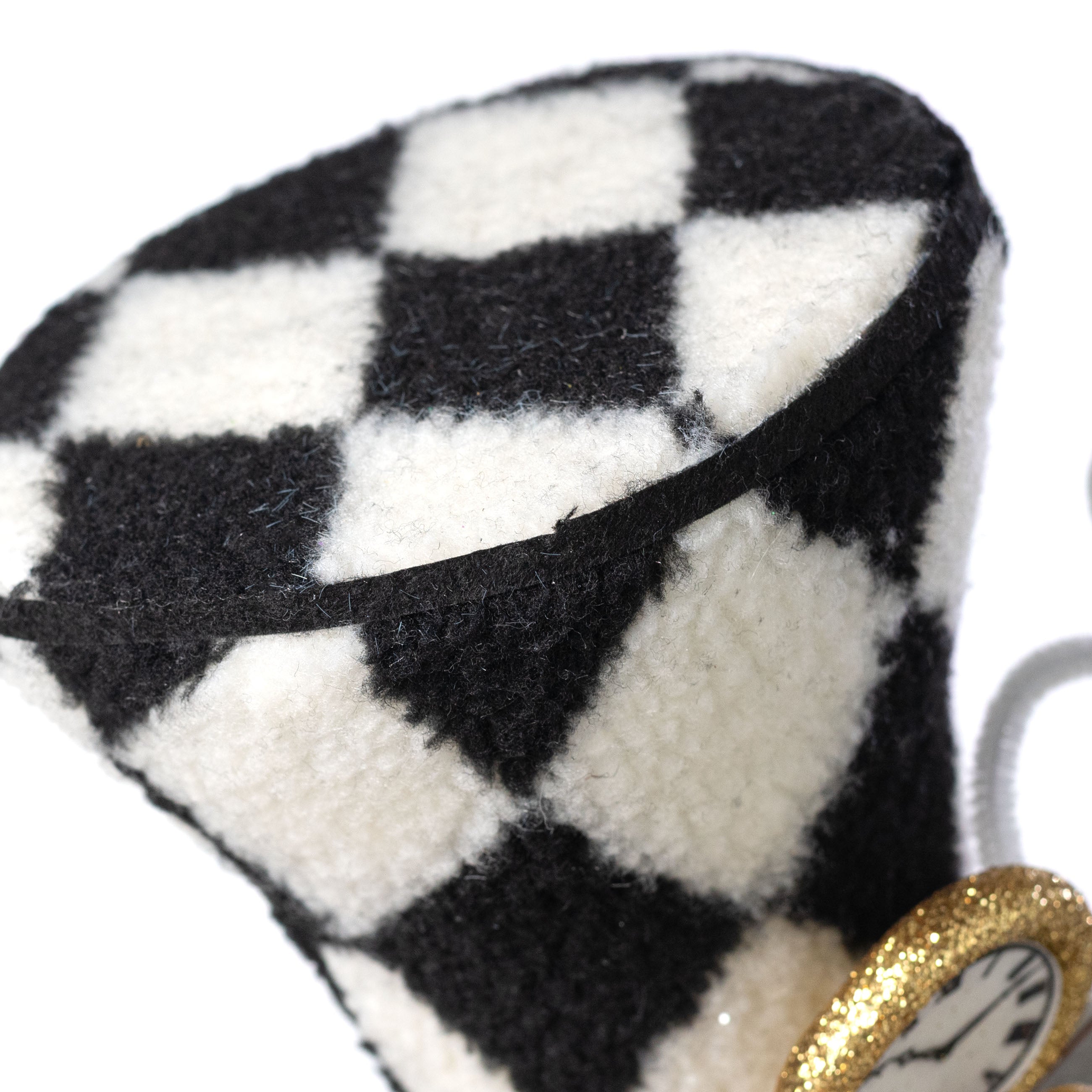 7.5" Fuzzy Harlequin Stopwatch Top Hat Decoration