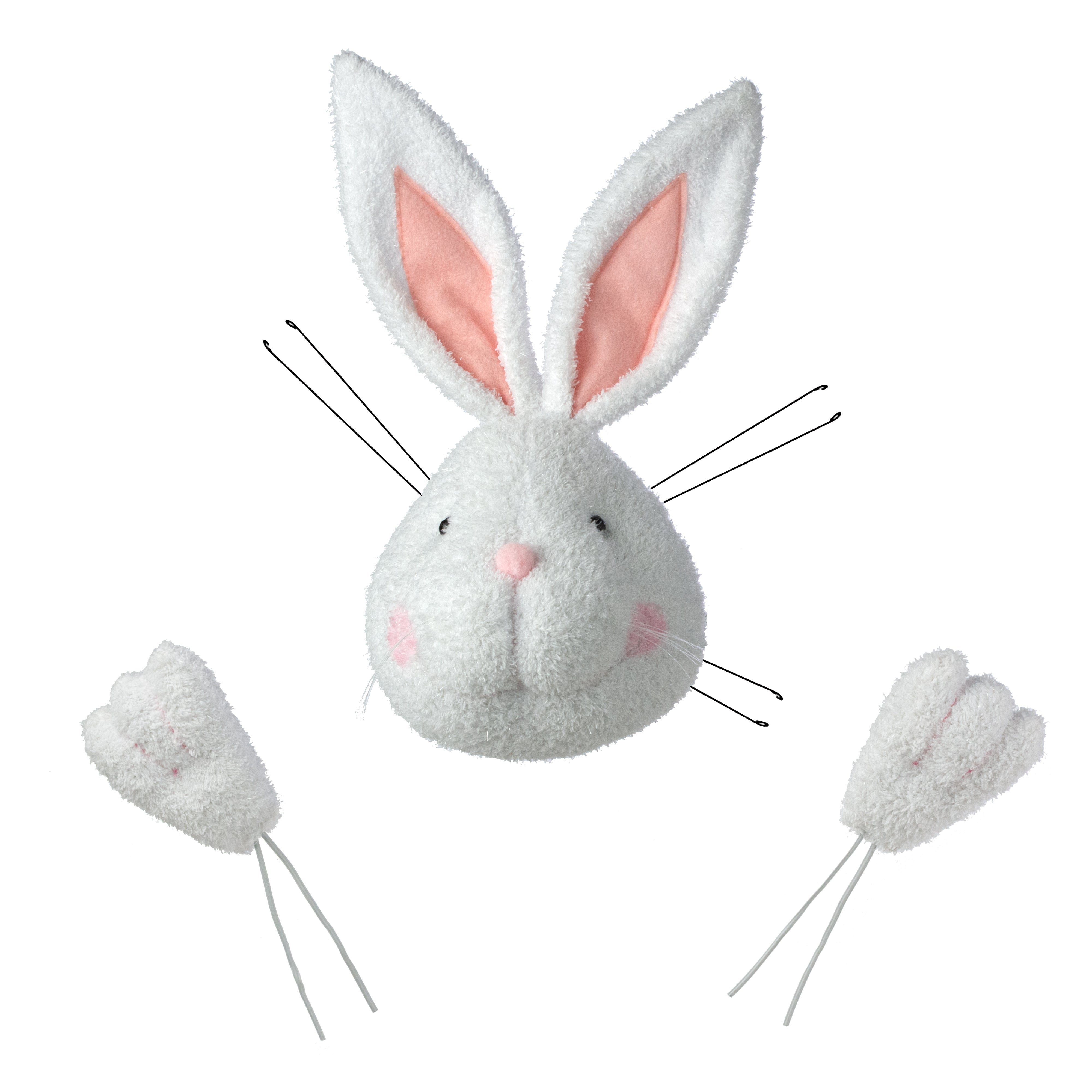 Bunny Rabbit Head & Paw Wreath Decor Kit: White