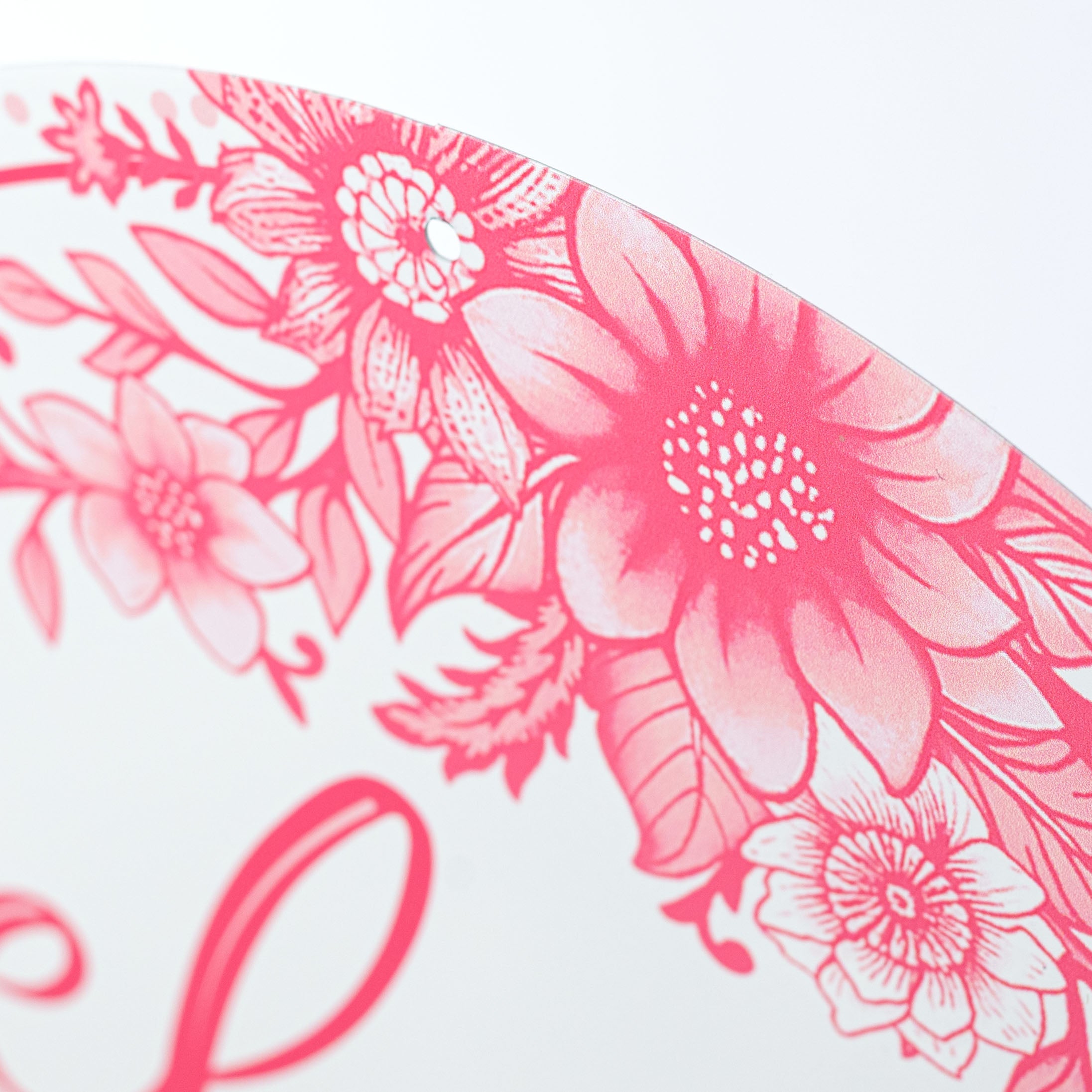 12" Metal Sign: Welcome Chinoiserie Floral Pink