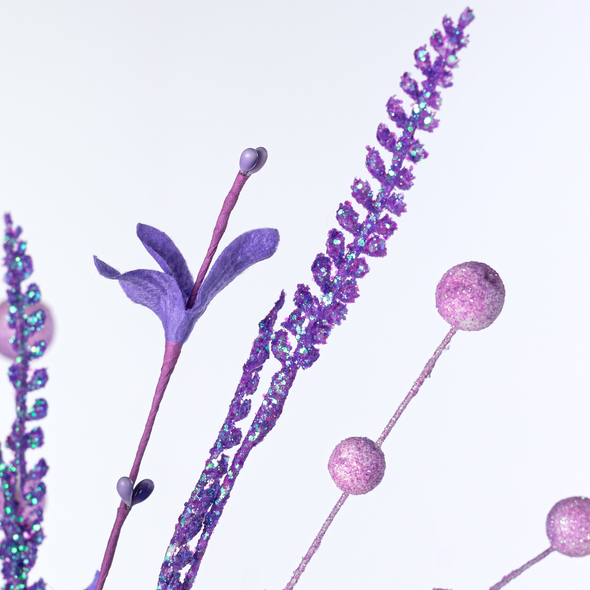 21" Glitter Ball Filler Bush: Iridescent Lavender Purple