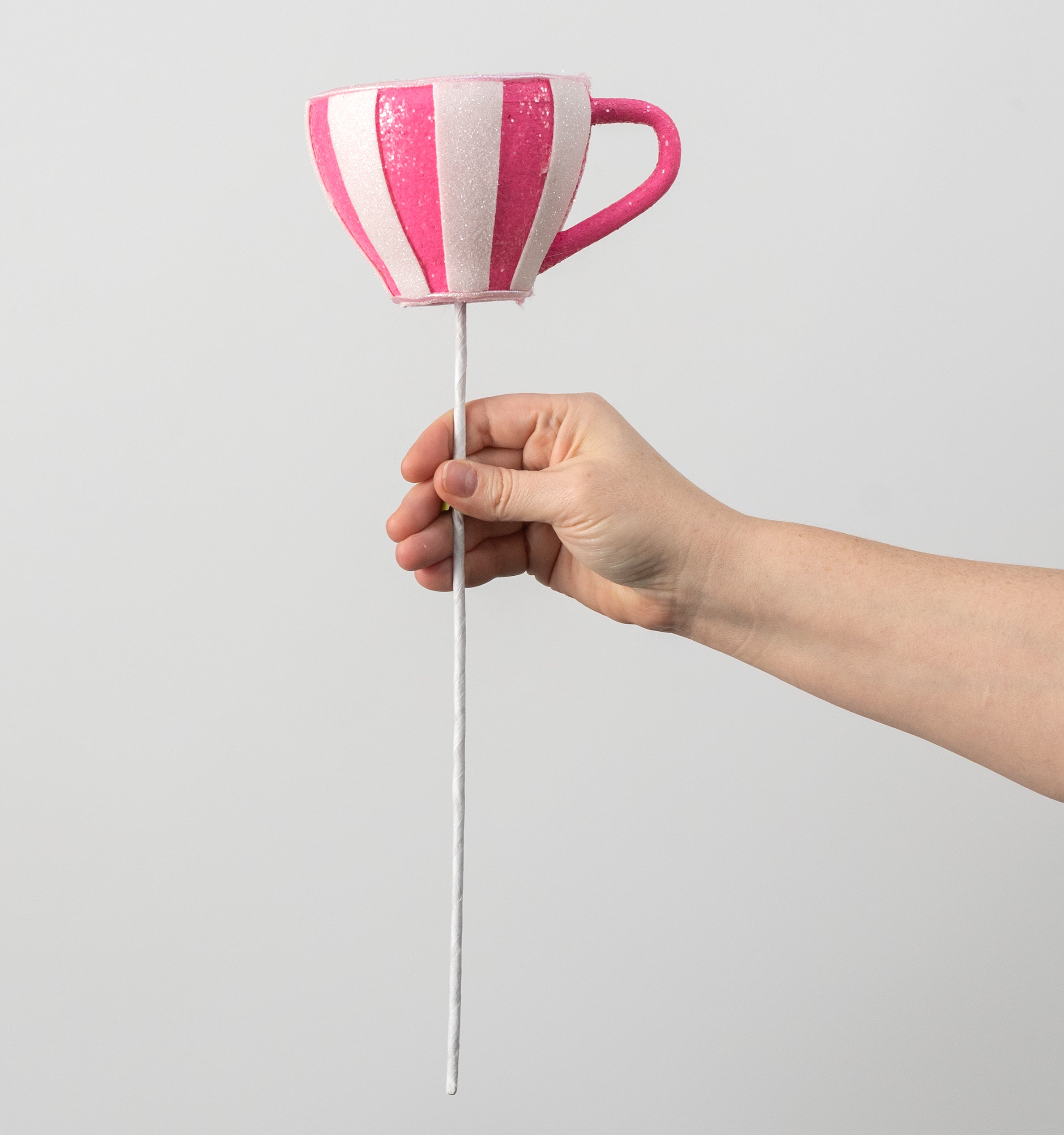 6" x 16" Striped Tea Cup Pick: Hot Pink