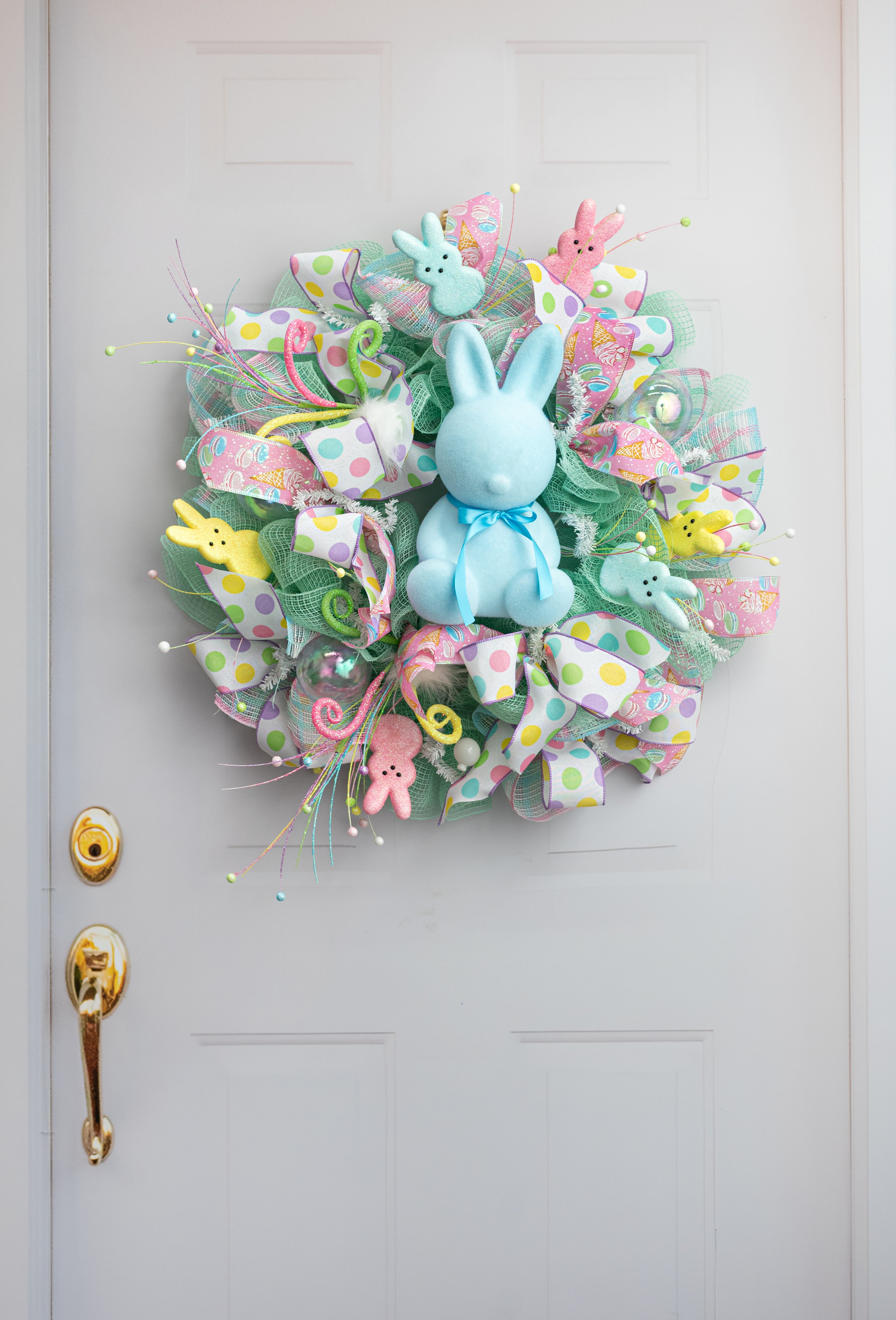 12" Modern Flocked Bunny Decor: Blue