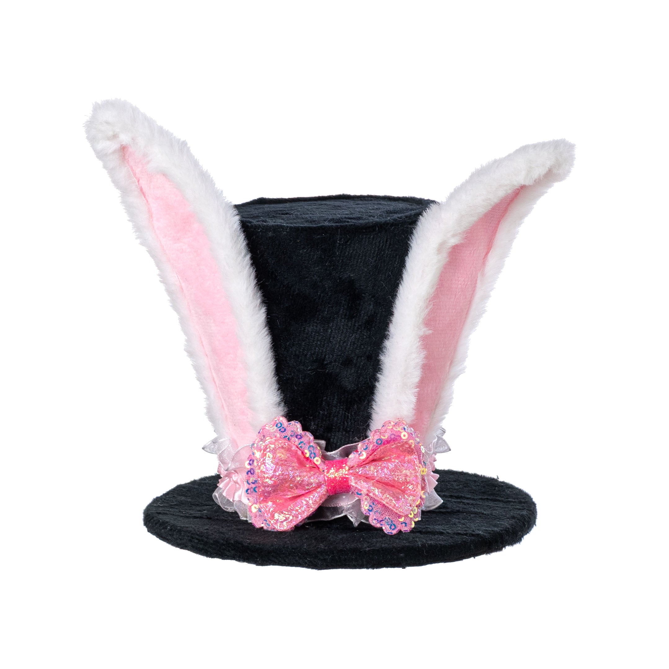 8" Bunny Ears Top Hat Decor: Pink Bow