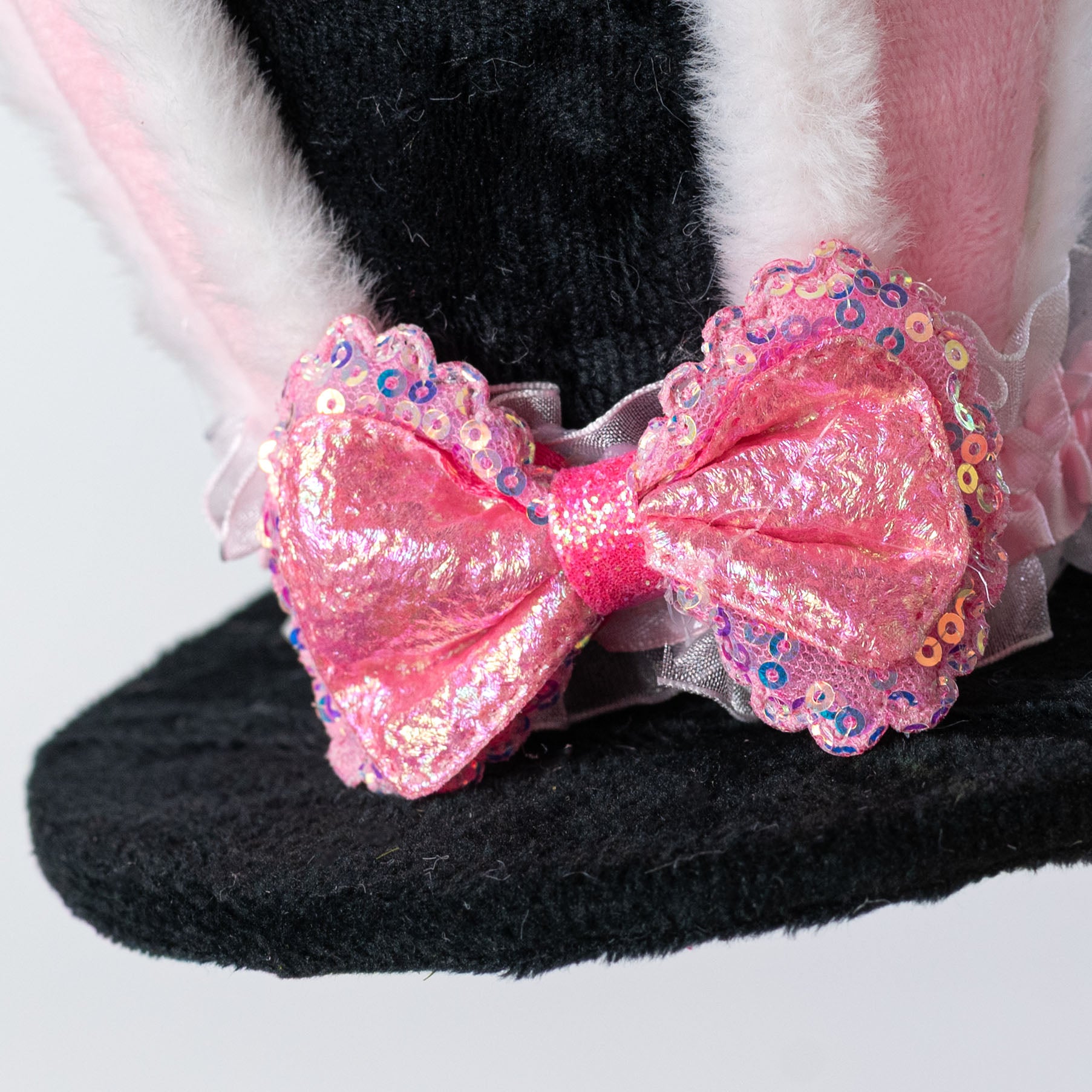 8" Bunny Ears Top Hat Decor: Pink Bow