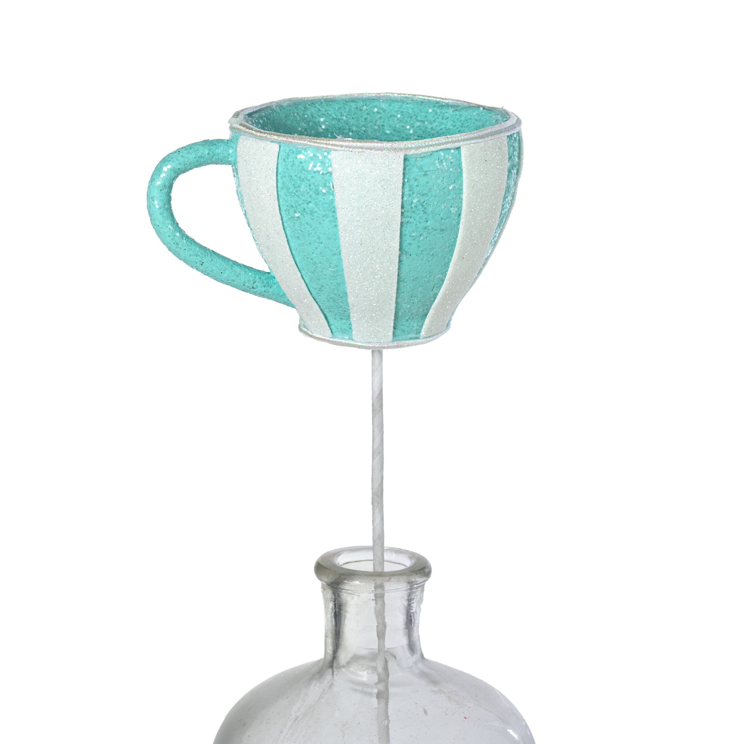 6" x 16" Striped Tea Cup Pick: Mint Blue