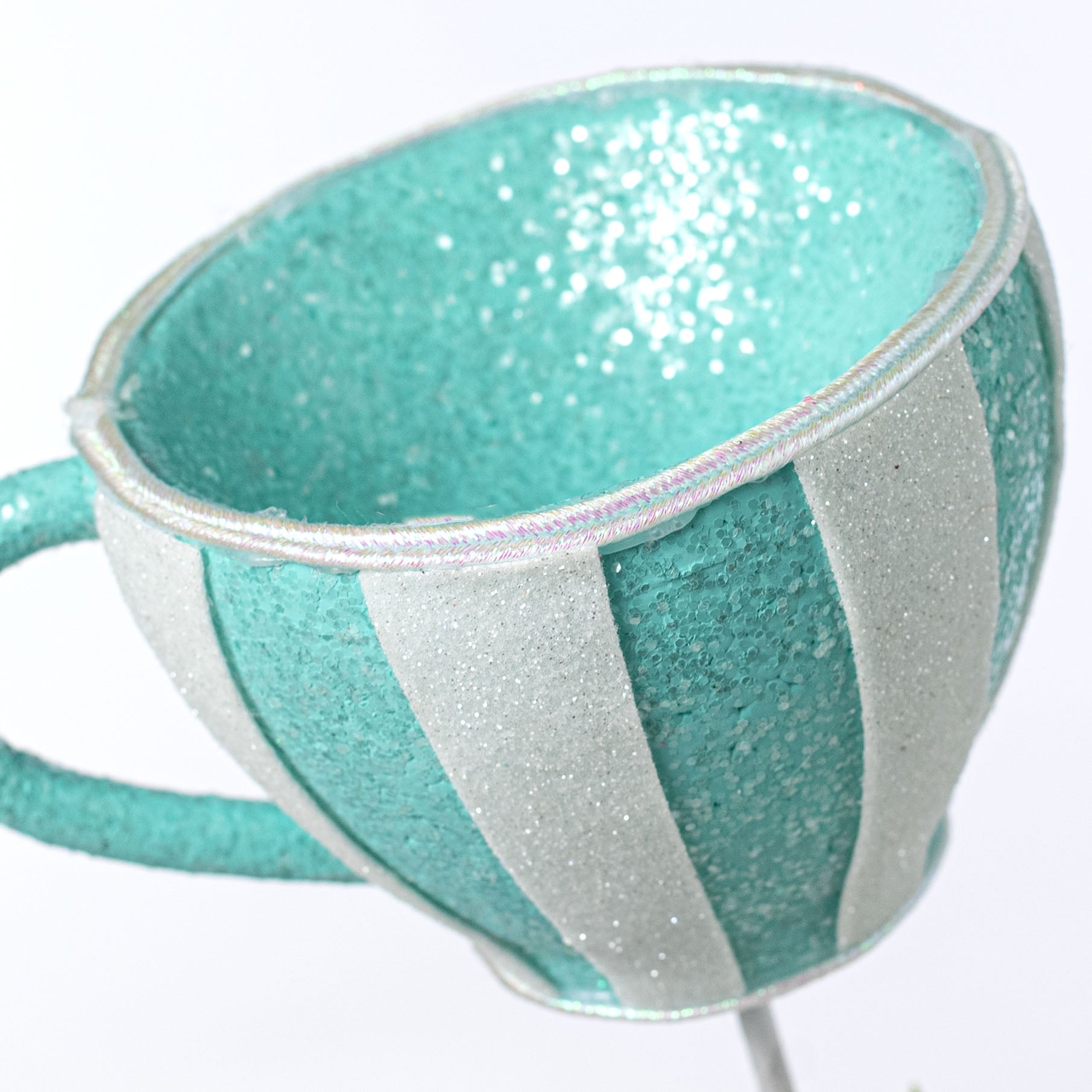 6" x 16" Striped Tea Cup Pick: Mint Blue