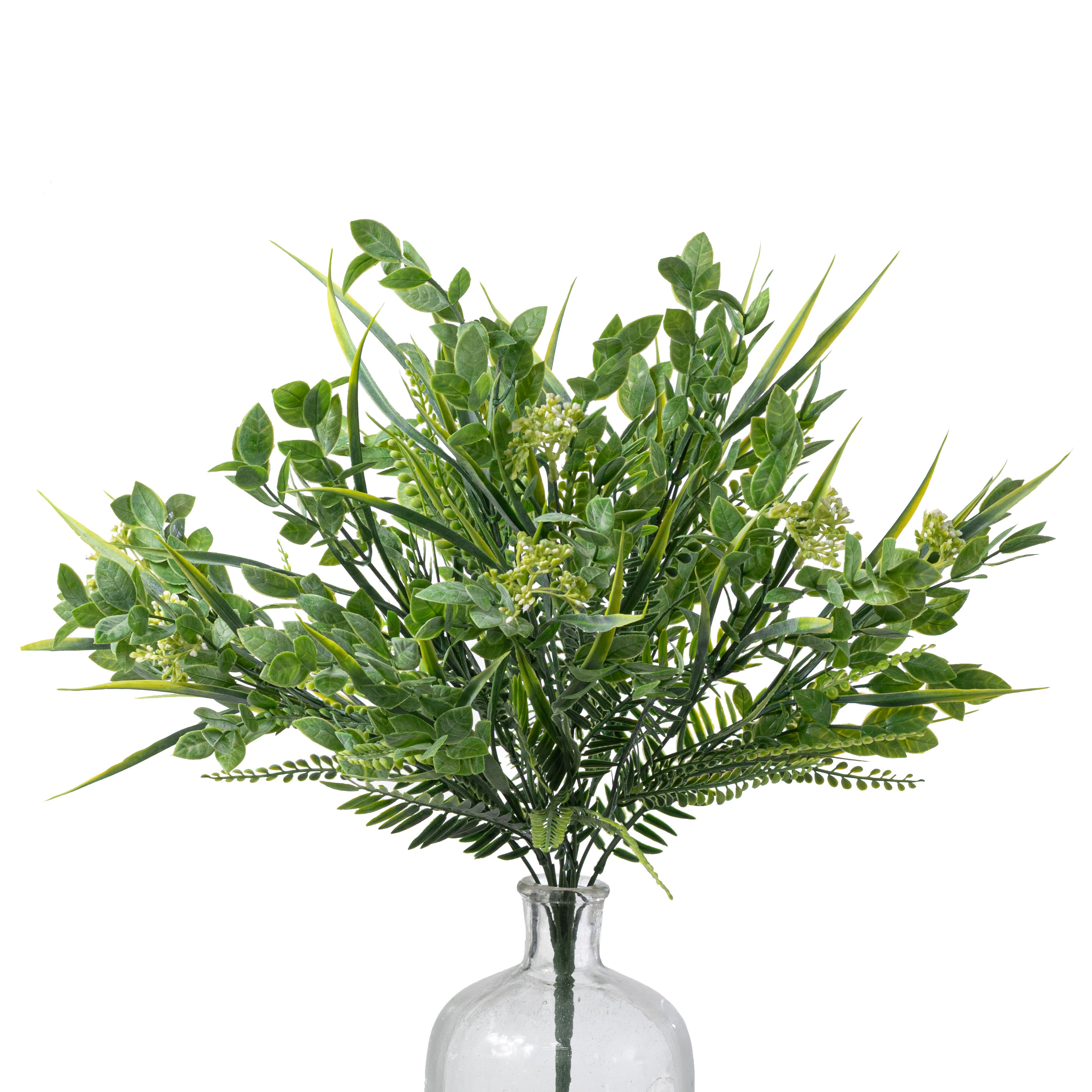 21" Mixed Ferns & Greenery Bush: Spring Green (12 Stem)