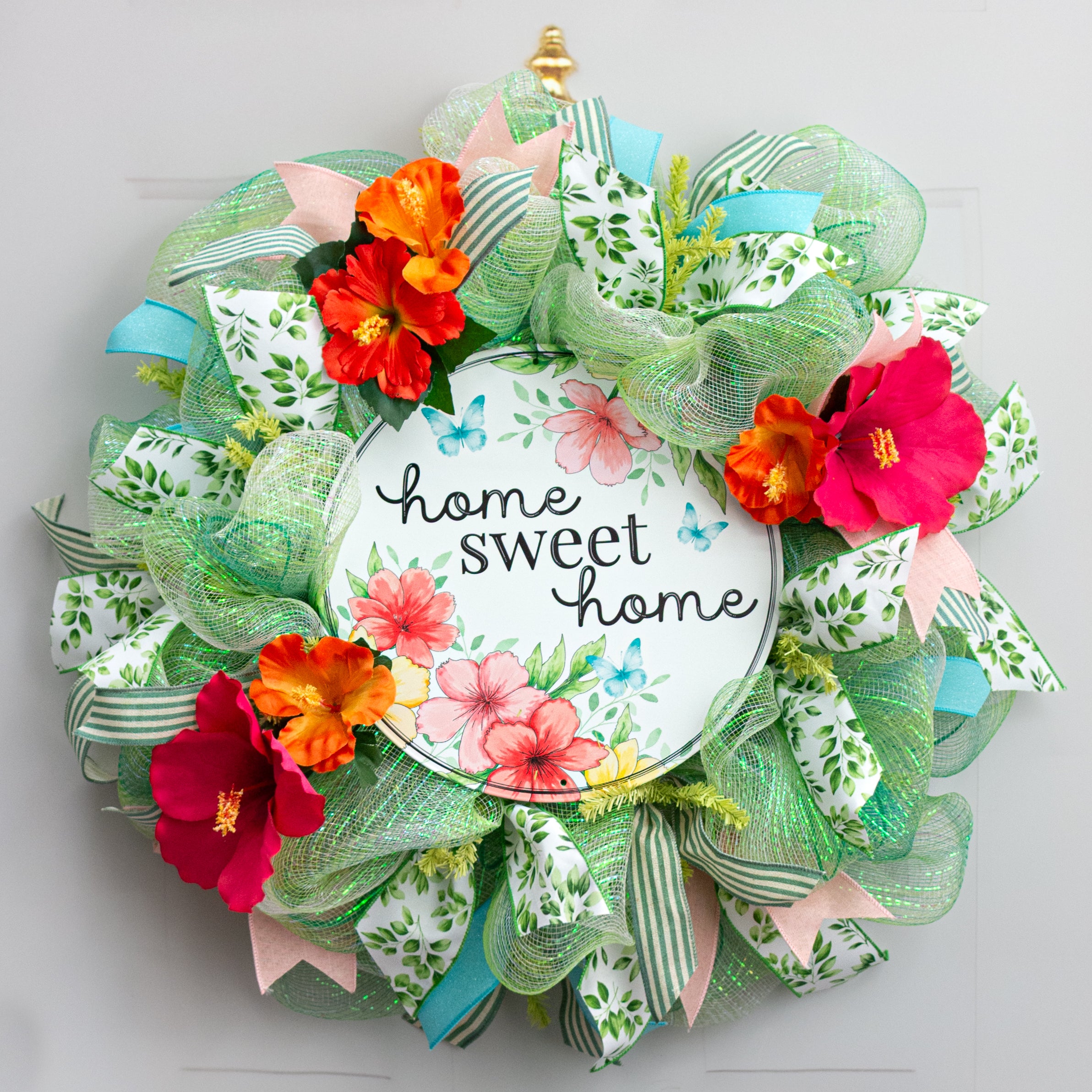 12" Metal Sign: Home Sweet Home Florals