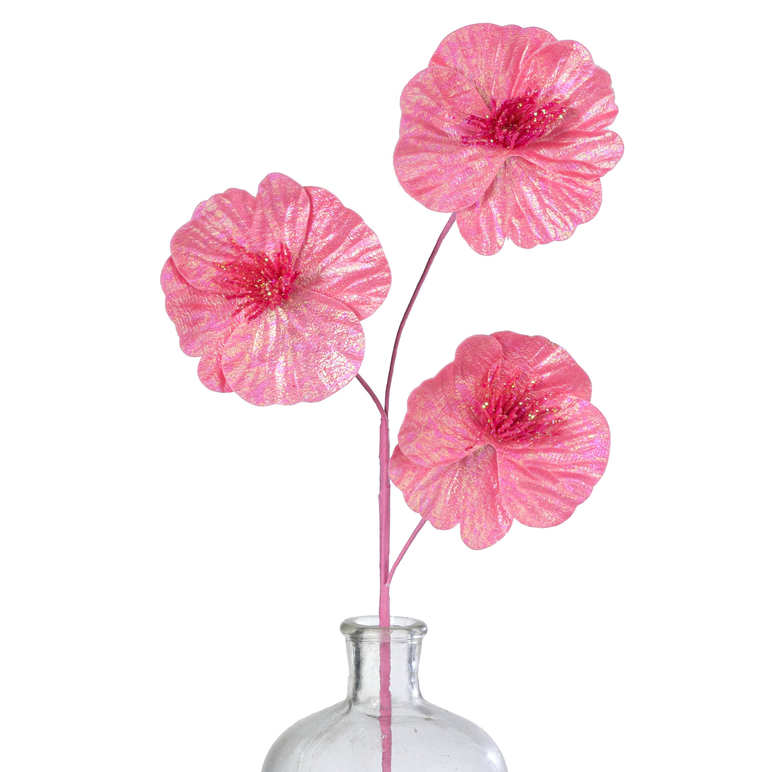 24" Glossy Poppy Spray: Pink