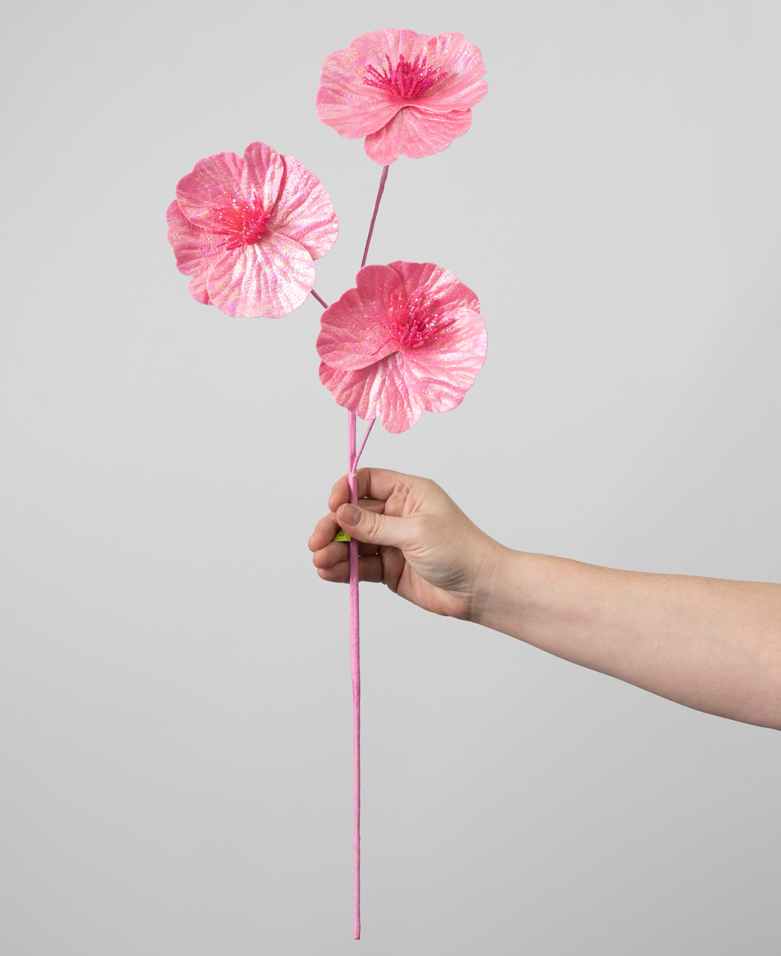 24" Glossy Poppy Spray: Pink