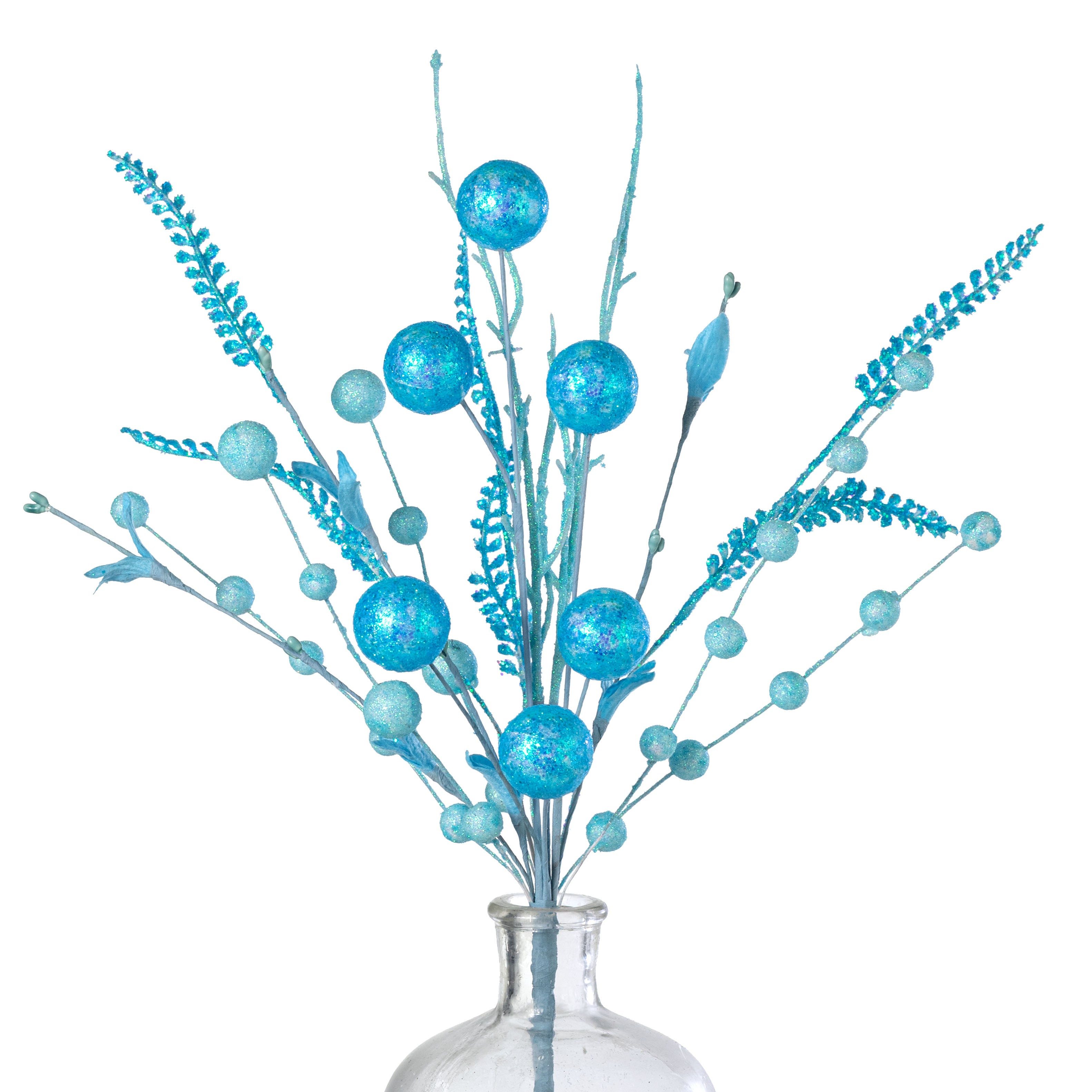21" Glitter Ball Filler Bush: Iridescent Blue
