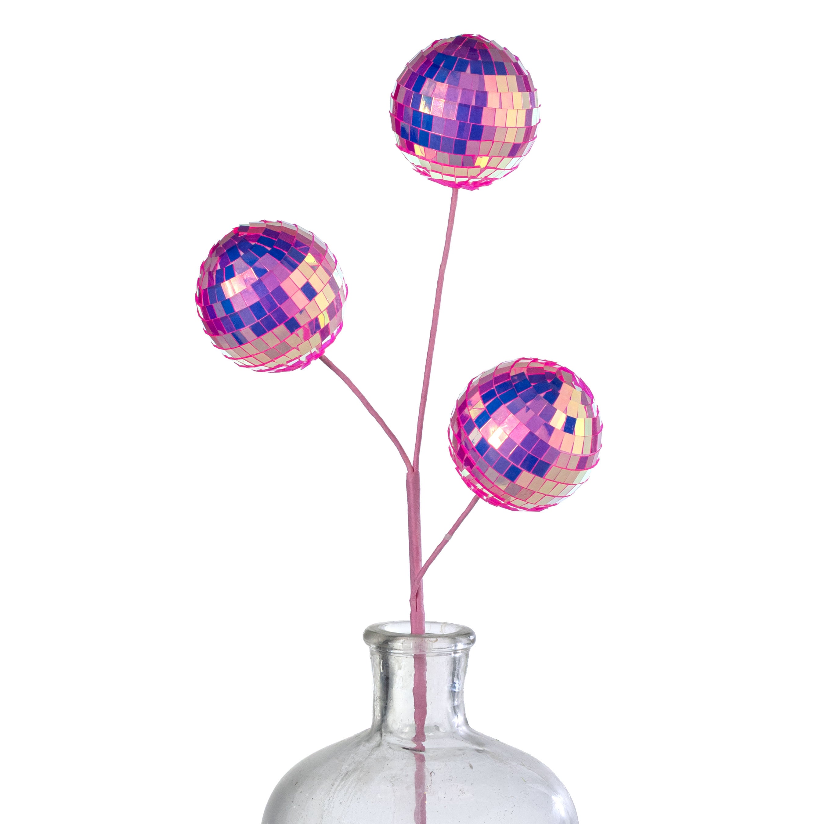 18" Disco Ball Spray: Iridescent Neon Pink