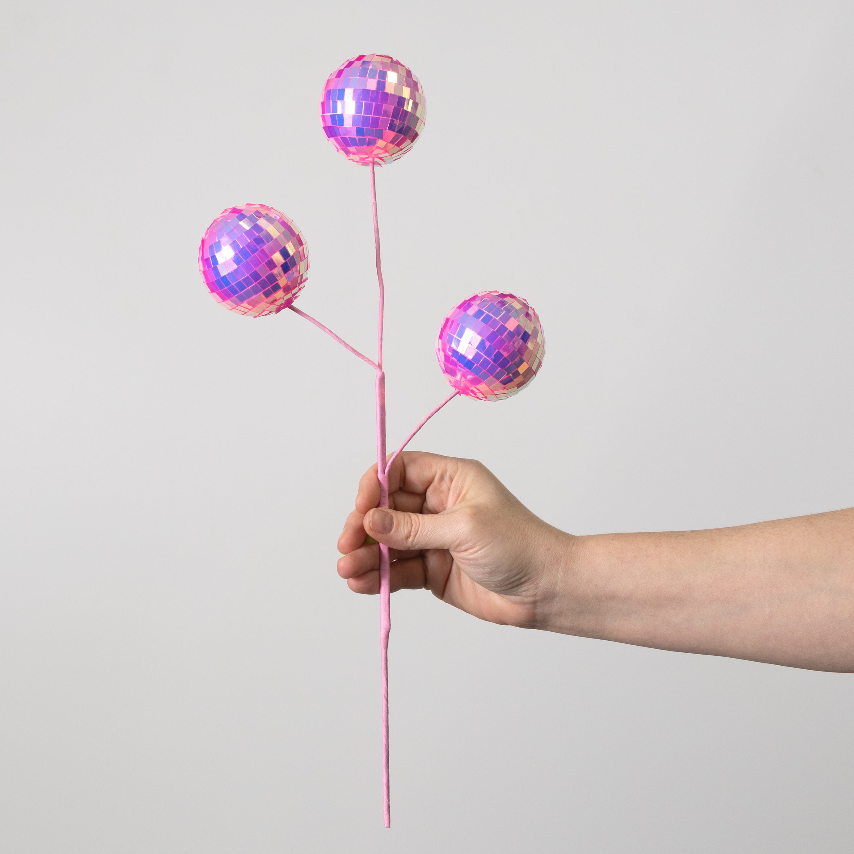 18" Disco Ball Spray: Iridescent Neon Pink