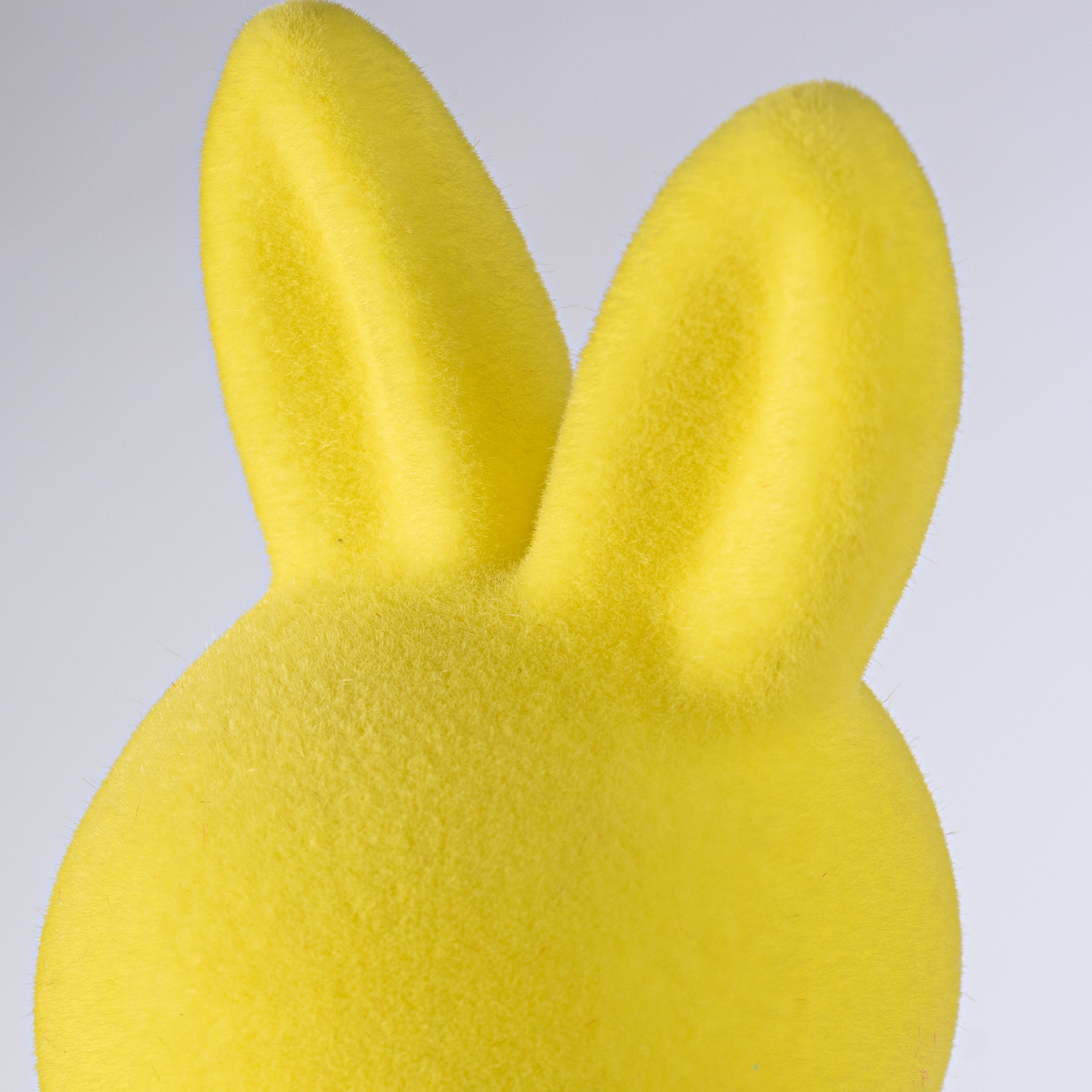 12" Modern Flocked Bunny Decor: Yellow