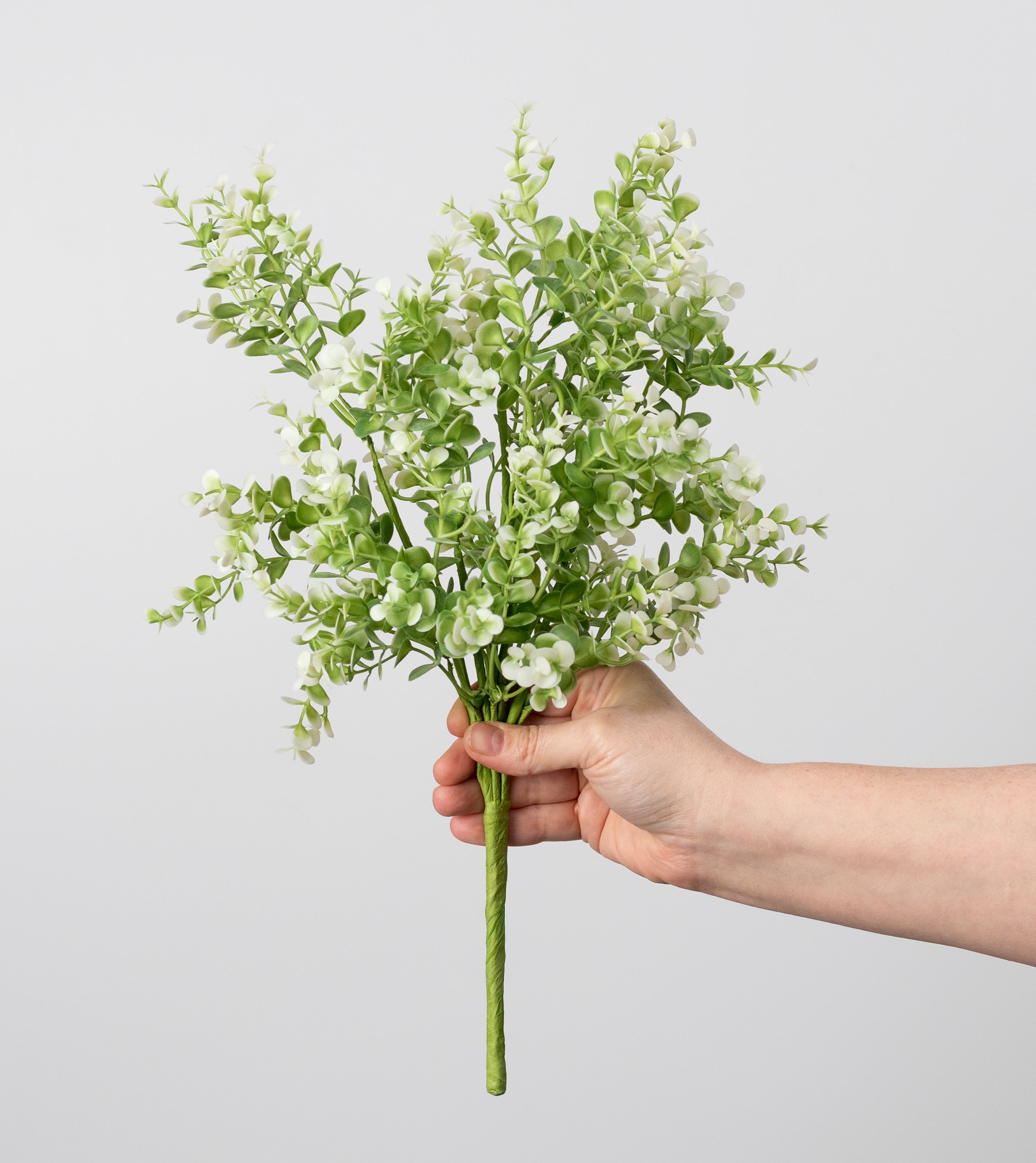 17" Plastic Eucalyptus Bush: Cream