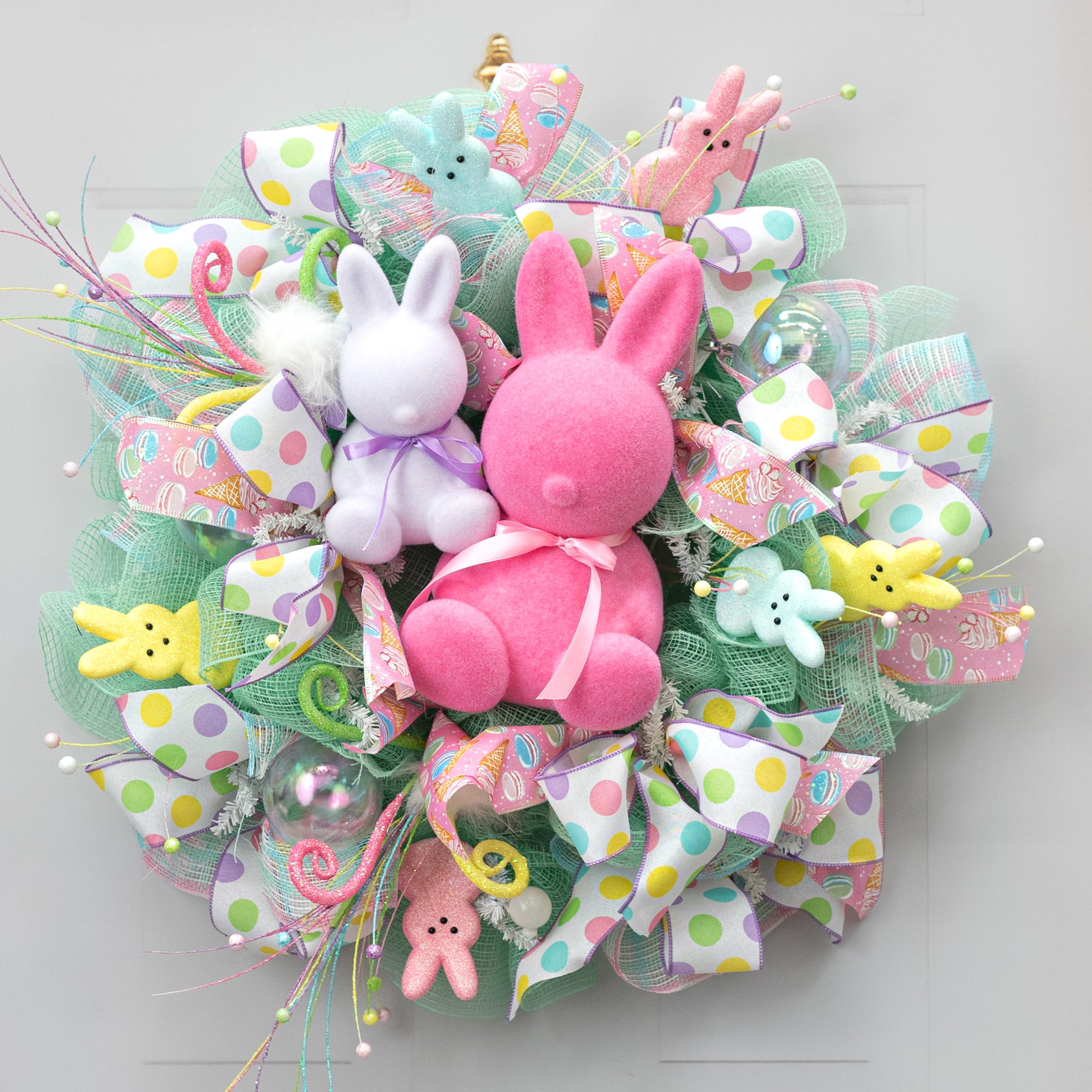 8" Modern Flocked Bunny Decor: Lavender