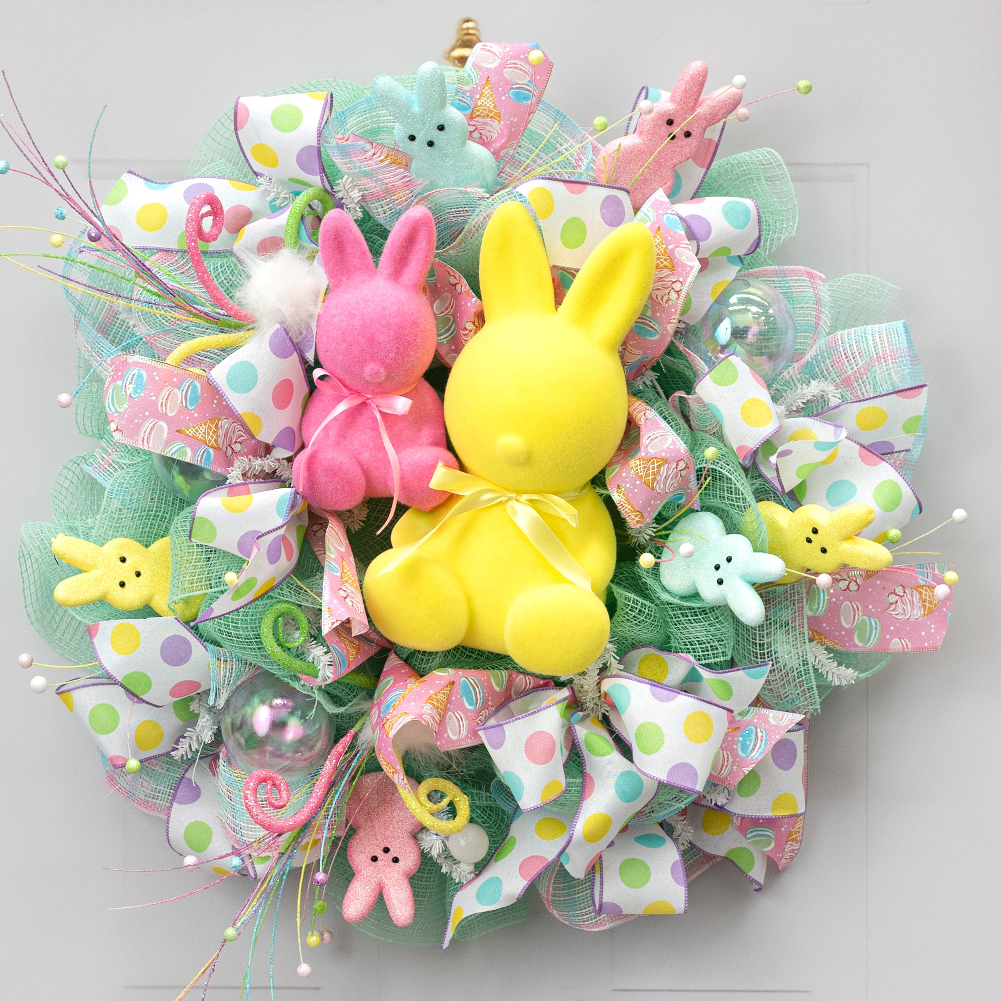 8" Modern Flocked Bunny Decor: Hot Pink
