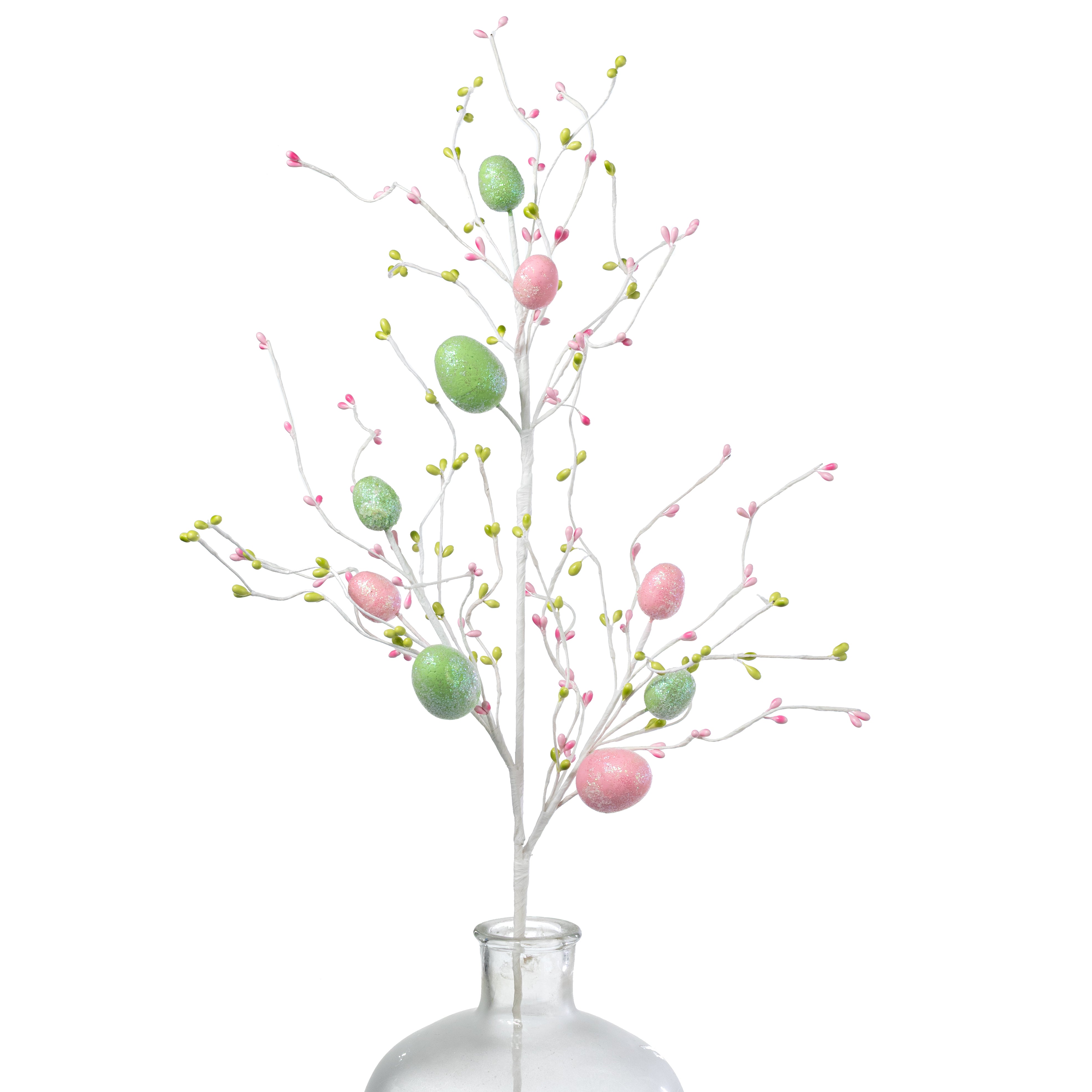 28" Glittered Easter Eggs & Pips Spray: Green & Pink