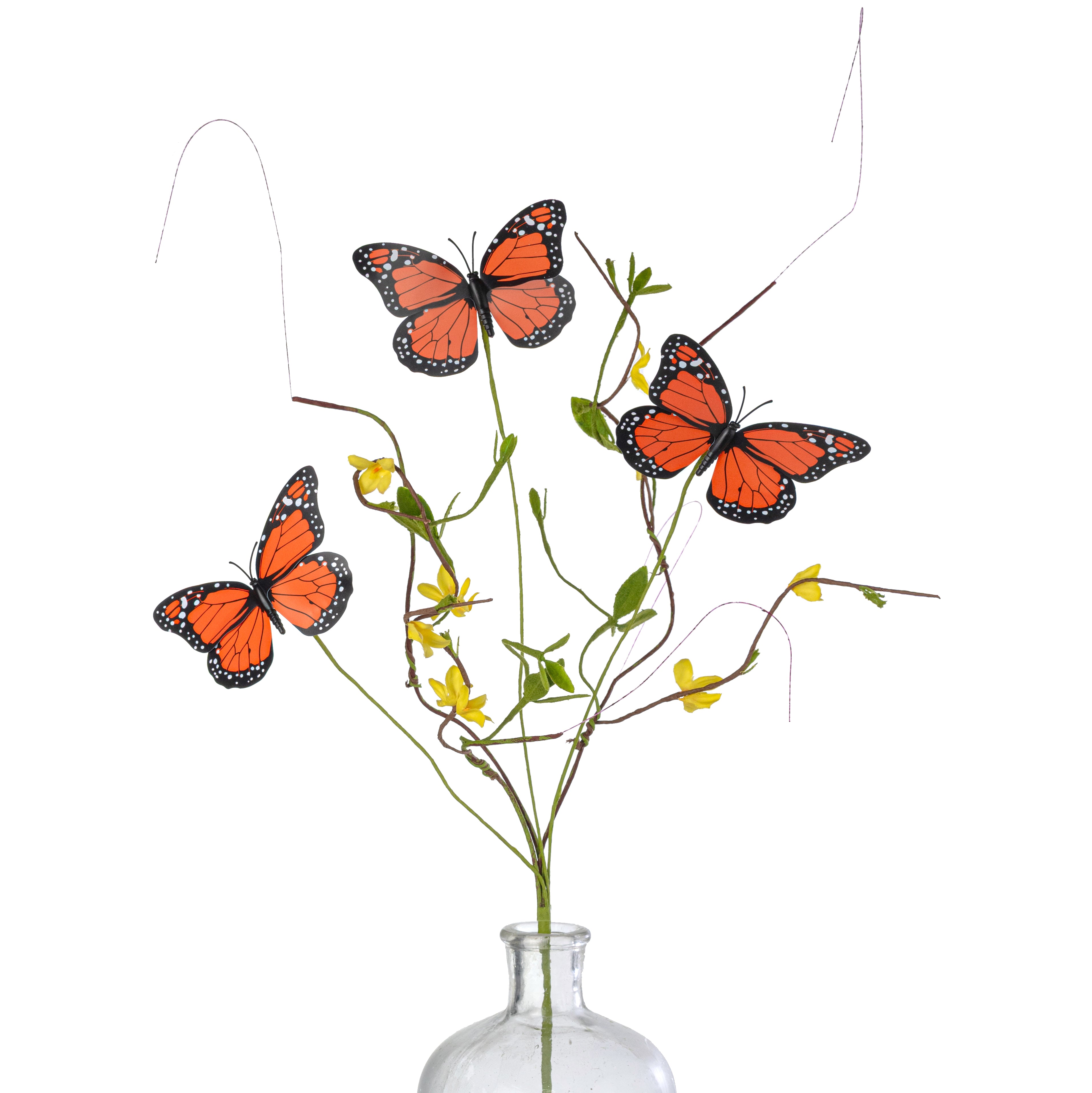 26" Butterfly Twig Spray: Orange