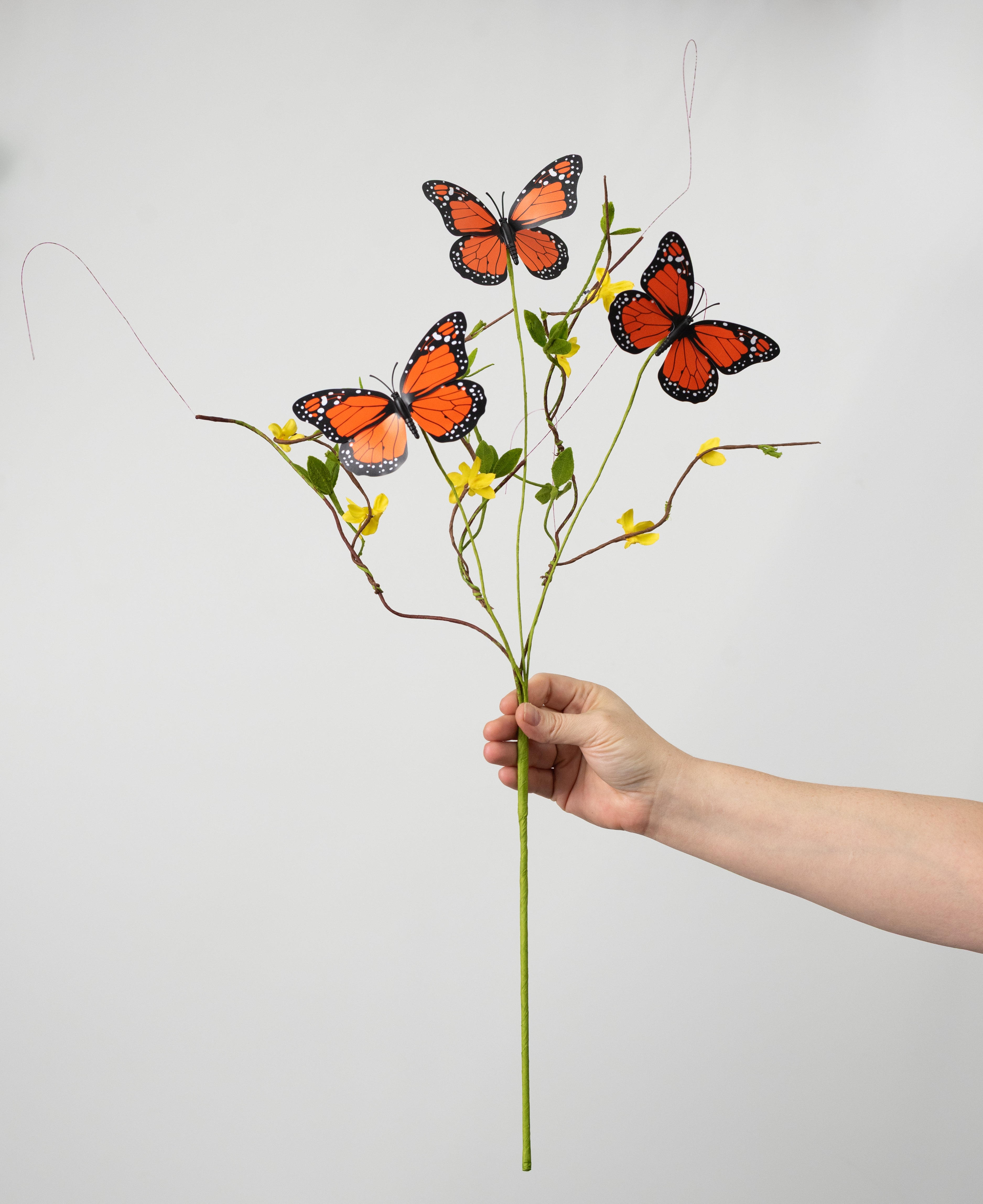 26" Butterfly Twig Spray: Orange