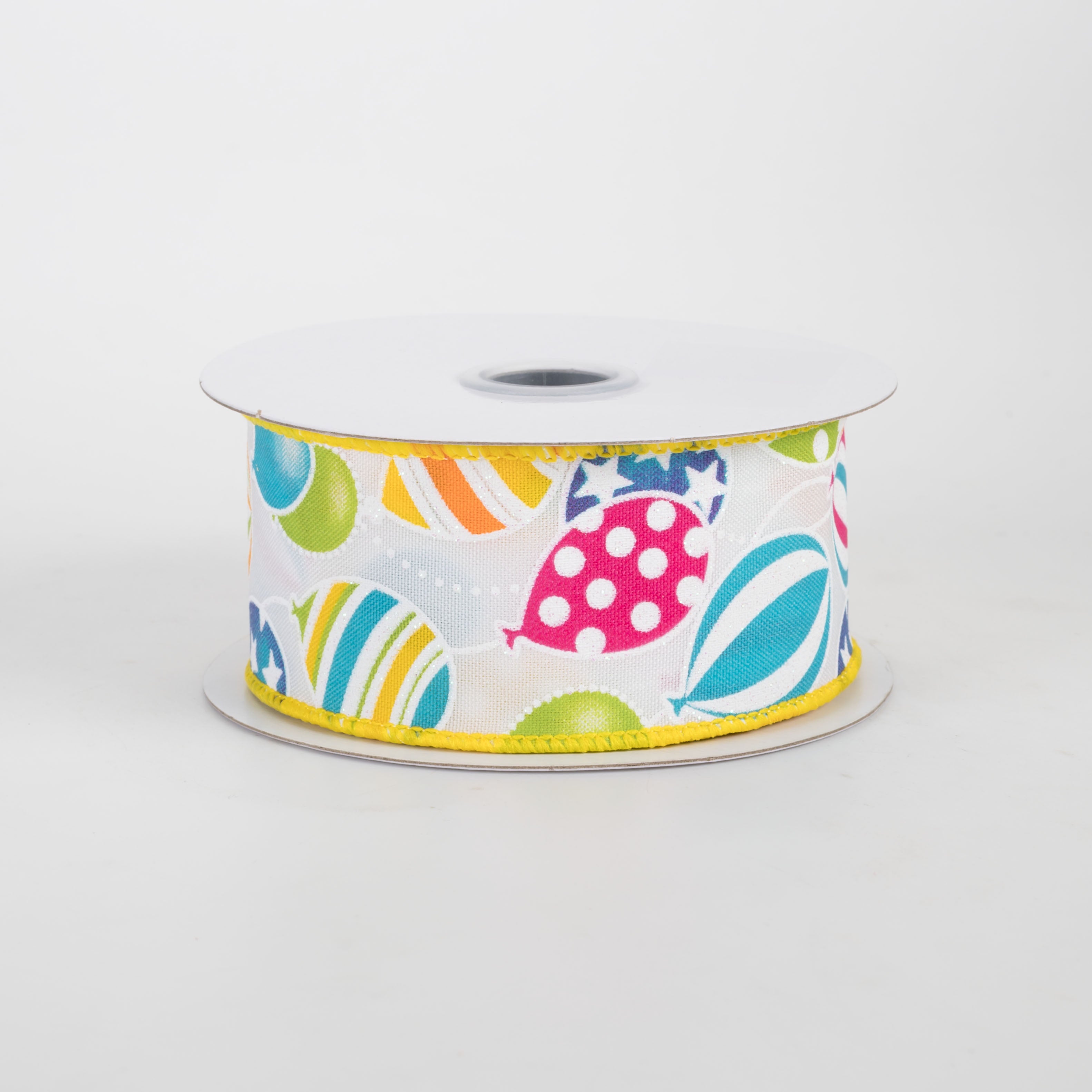 1.5" Multi Pattern Balloons Ribbon: White (10 Yards)