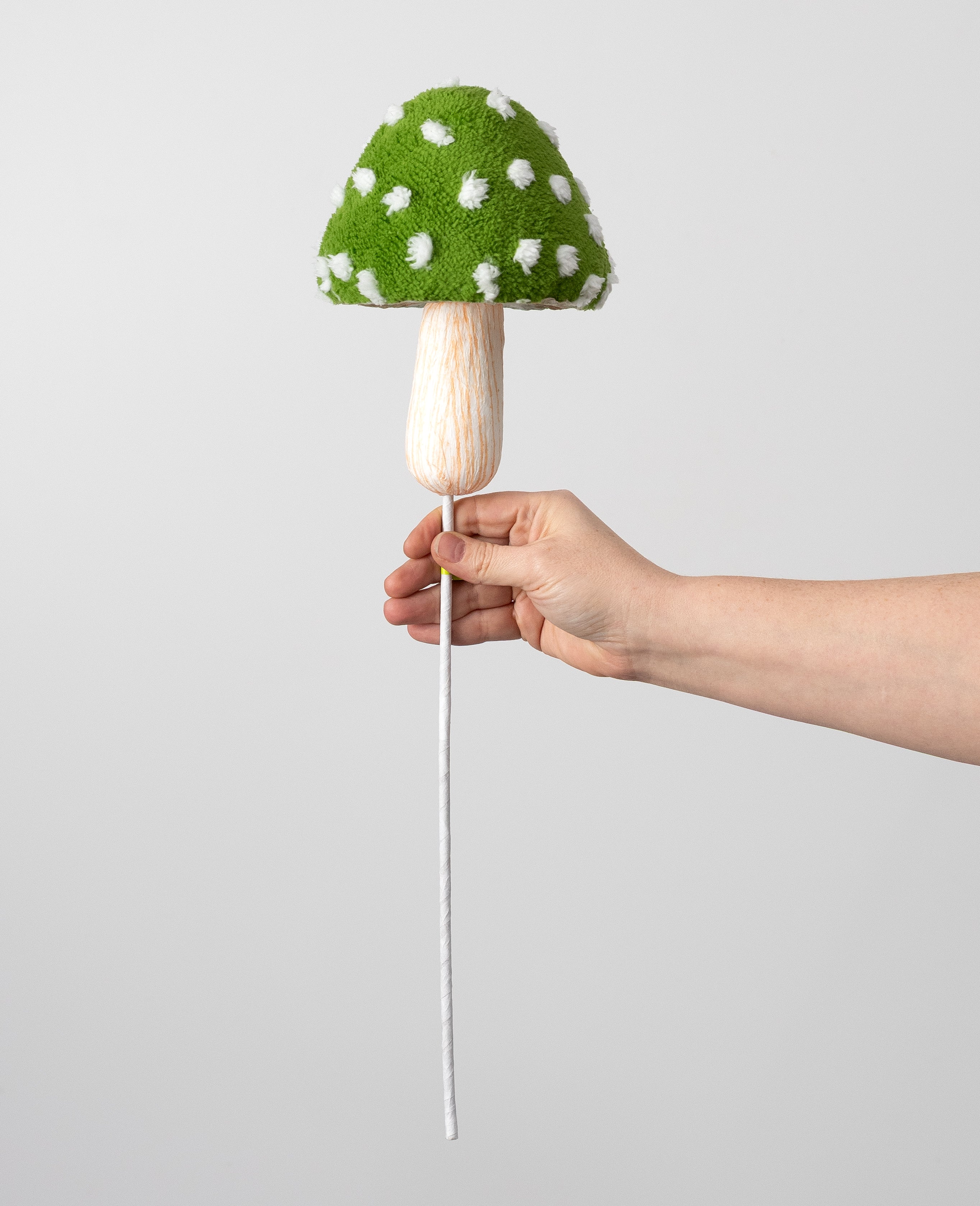 20" Polkadot Mushroom Spray: Moss Green & White