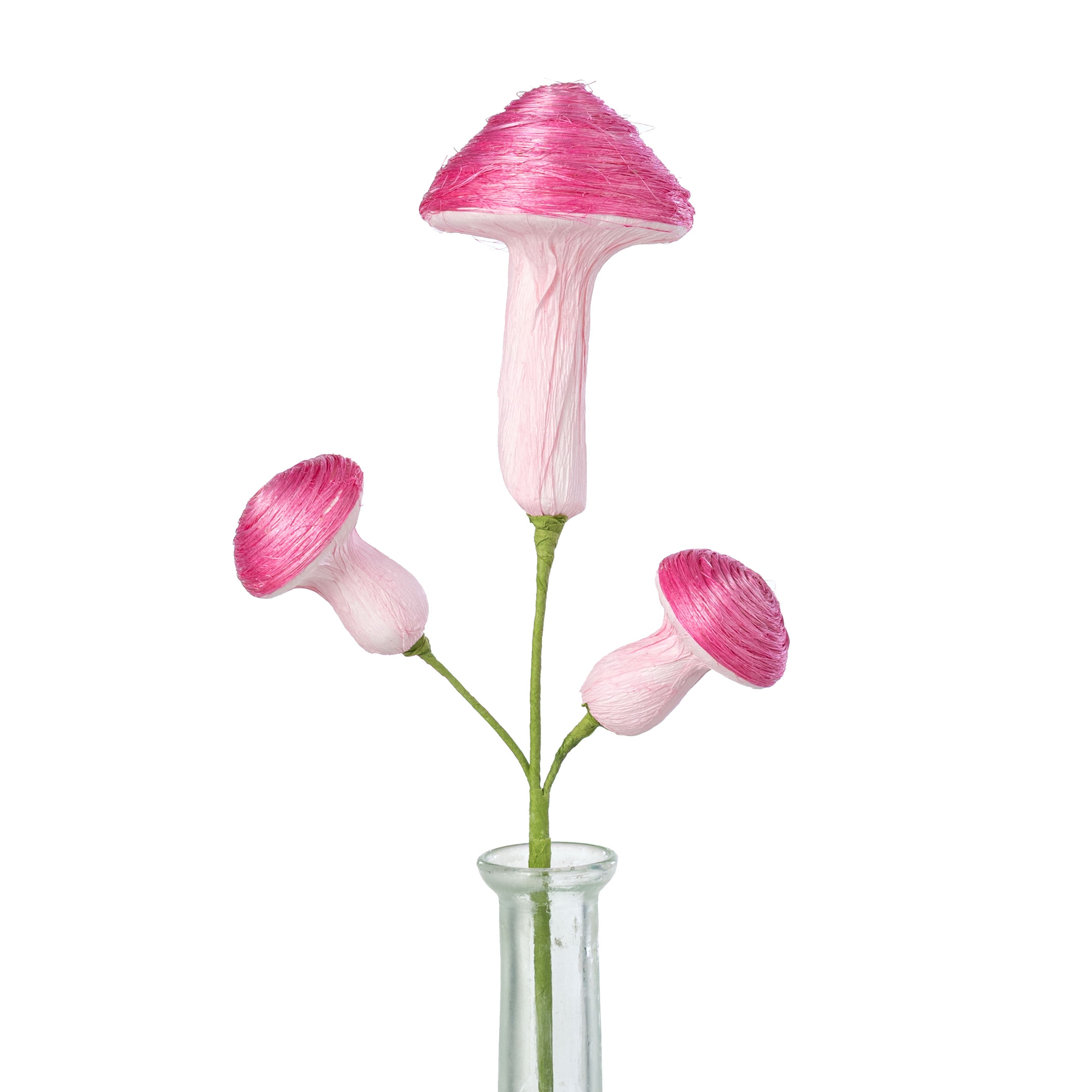 14" Sisal Mushrooms Pick: Hot Pink
