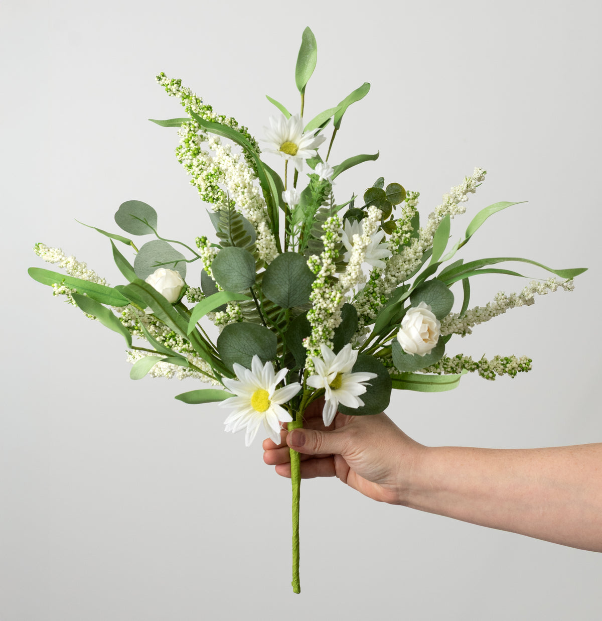 18" Mixed Heather & Daisy Bush: Cream