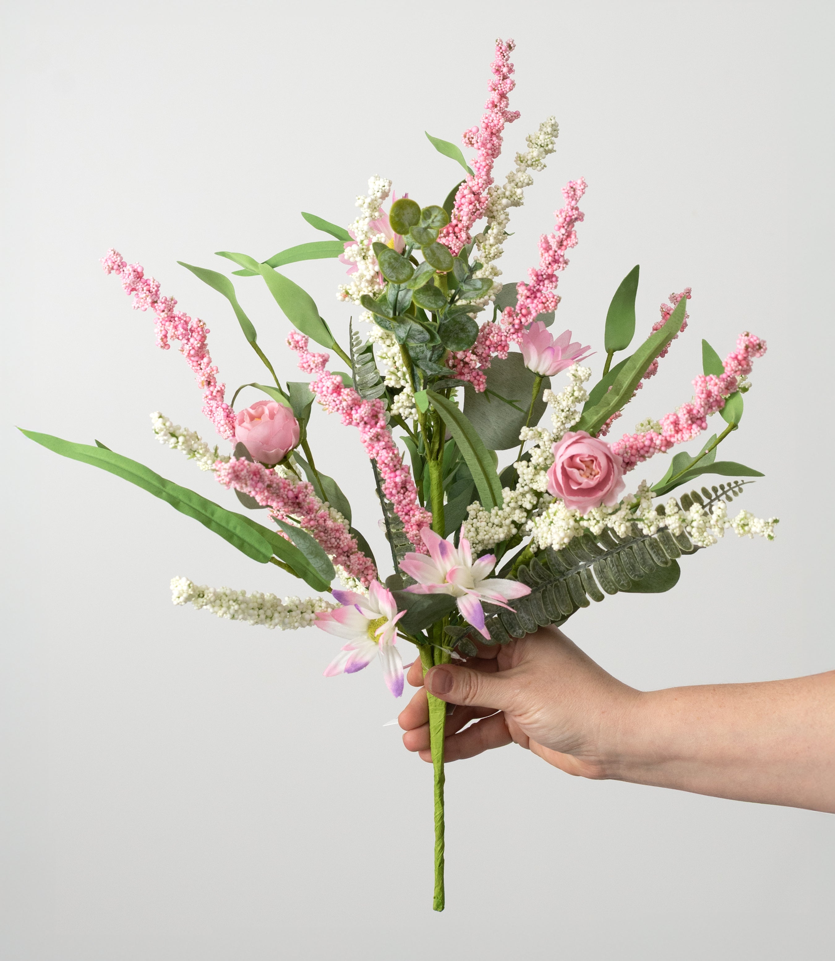 18" Mixed Heather & Daisy Bush: Pink