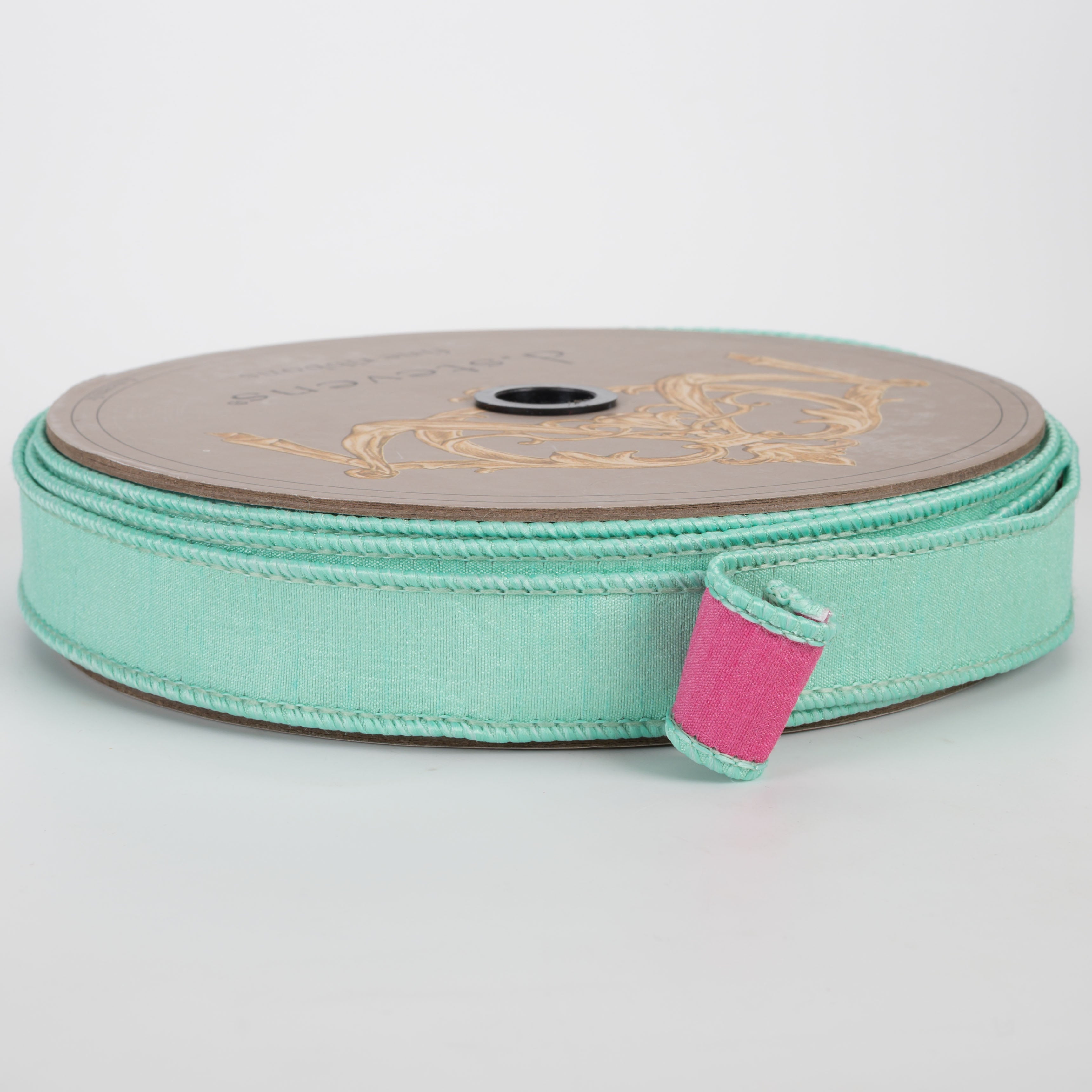 [D Stevens] 1" Double Sided Dupioni Ribbon: Petal Pink & Aqua Blue (25 Yards)